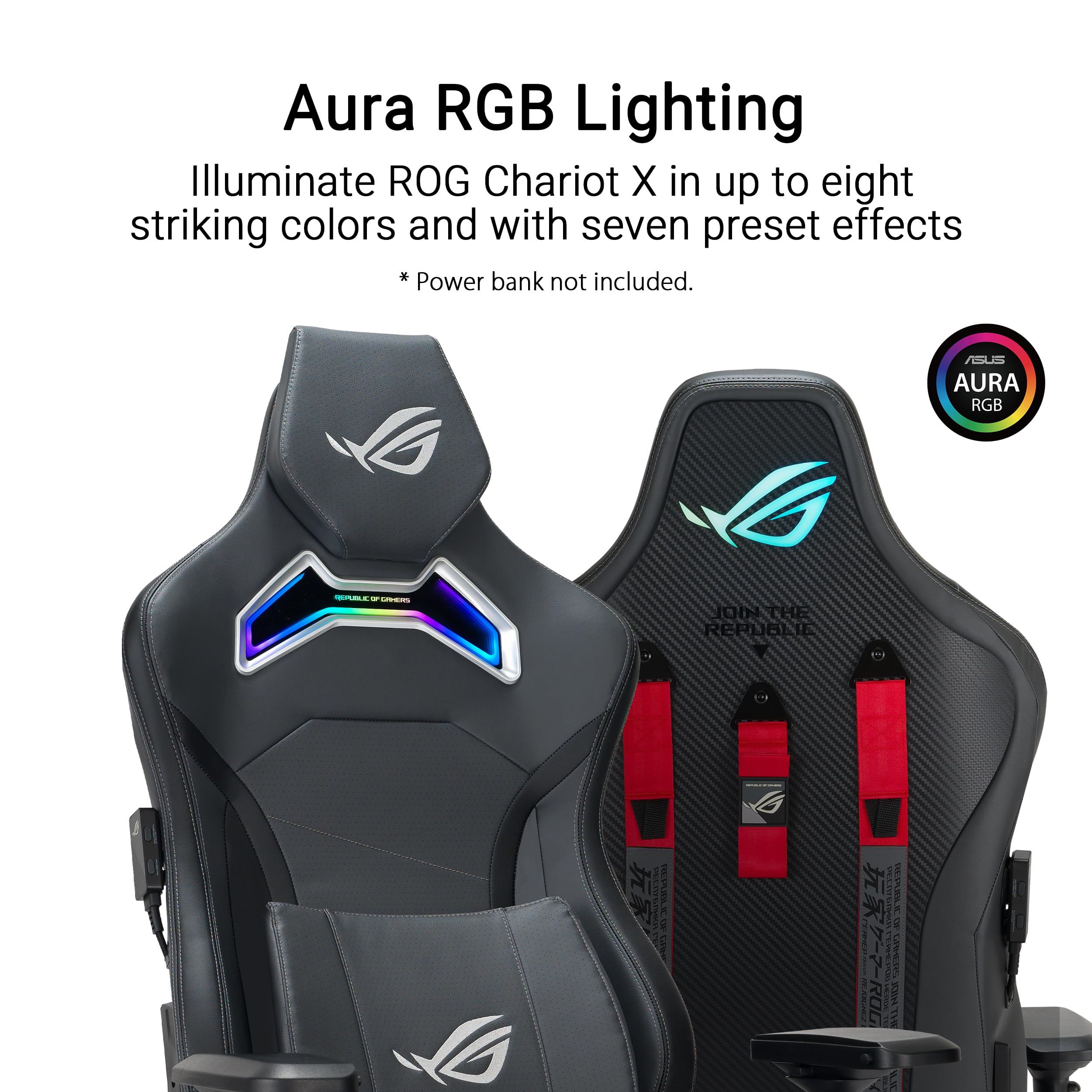 ASUS ROG CHARIOT X, Sedia Gaming Ergonomica, Supporto Lombare, Grigia | Braccioli Regolabili, Poggiatesta Imbottito, Illuminazione Aura RGB e Controller One-Touch, Peso Massimo Supportato 136kg