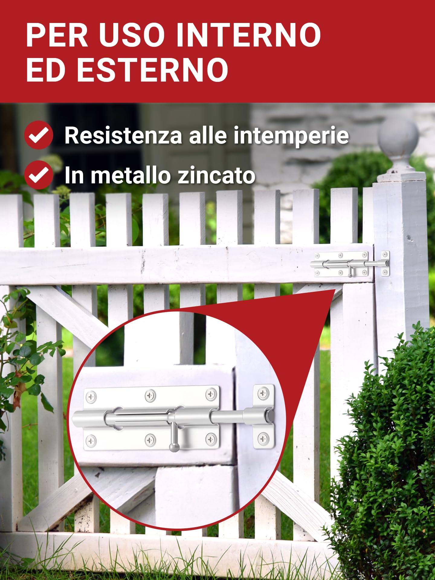 LouMaxx Set di 2 Chiavistelli per Porte - Catenaccio Porta 38x100 mm - Viti Incluse – Chiavistello di Sicurezza – Serratura Porta Interna - Bullone – Serratura di Sicurezza