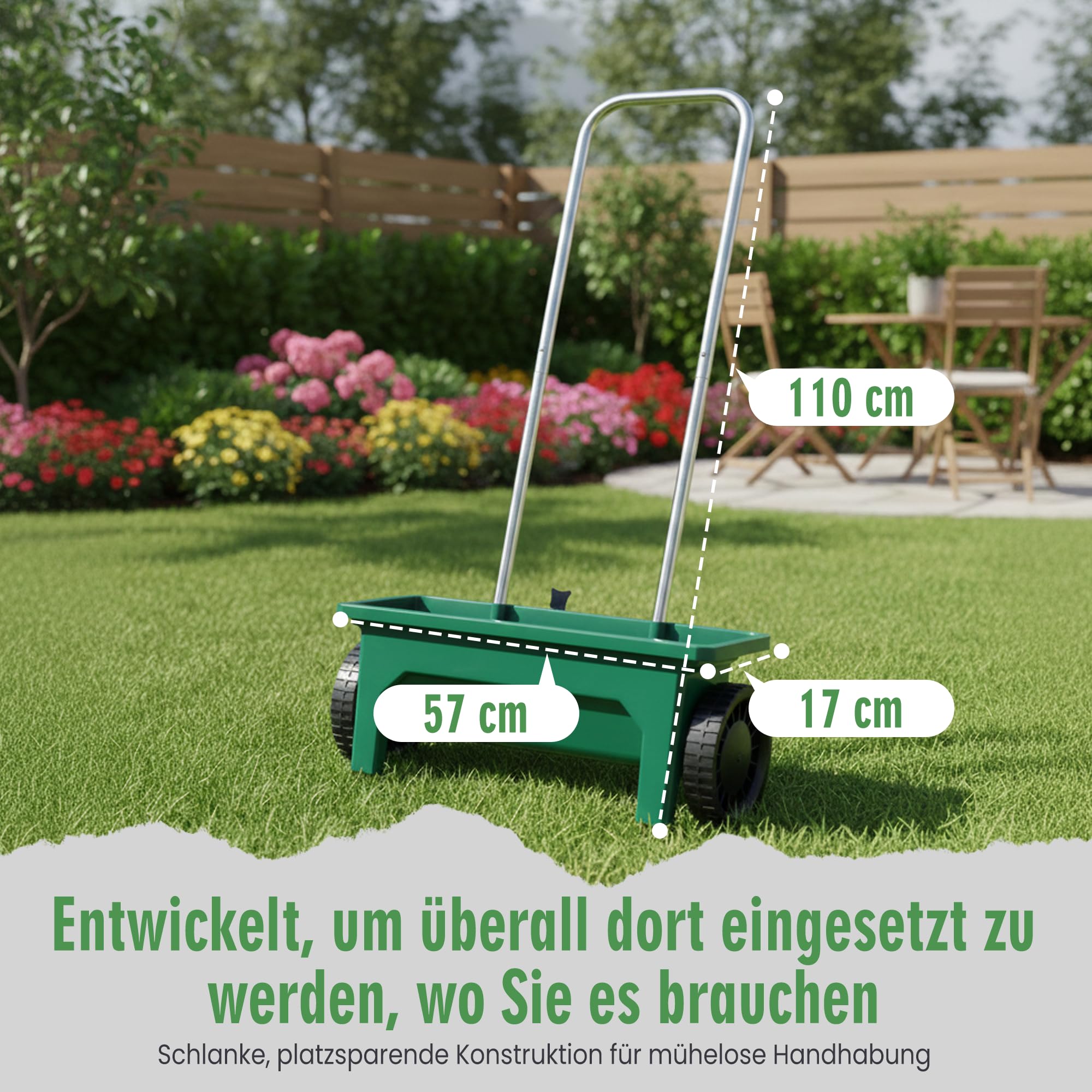 Salière 12 l - Épandeur réglable et épandeur d'engrais - Pour service d'hiver, jardin et terrasse - Répartition uniforme de la dispersion - Chaux de pelouse - Sel de déneigement - Résistant aux