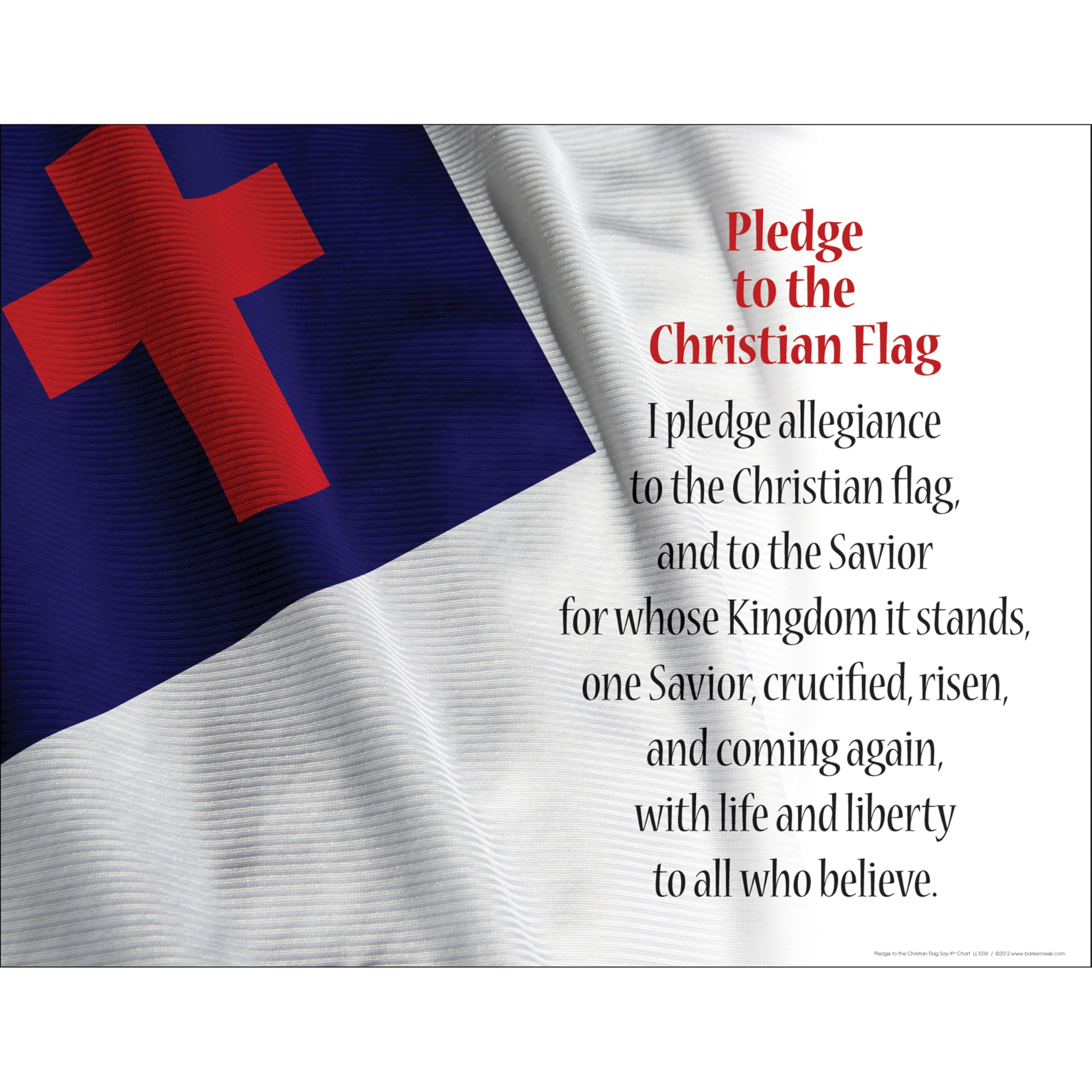 Barker Creek Spiritual Chart, Pledge to The Christian Flag, Church, Sunday School, Home Décor, 17" x 22" (1034)