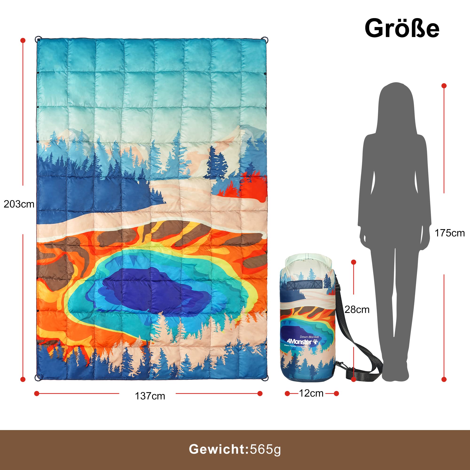 4Monster Outdoor Daunendecke Ultraleicht für Camping, Kompakte Reisedecke Bettdecke Warm Weich…