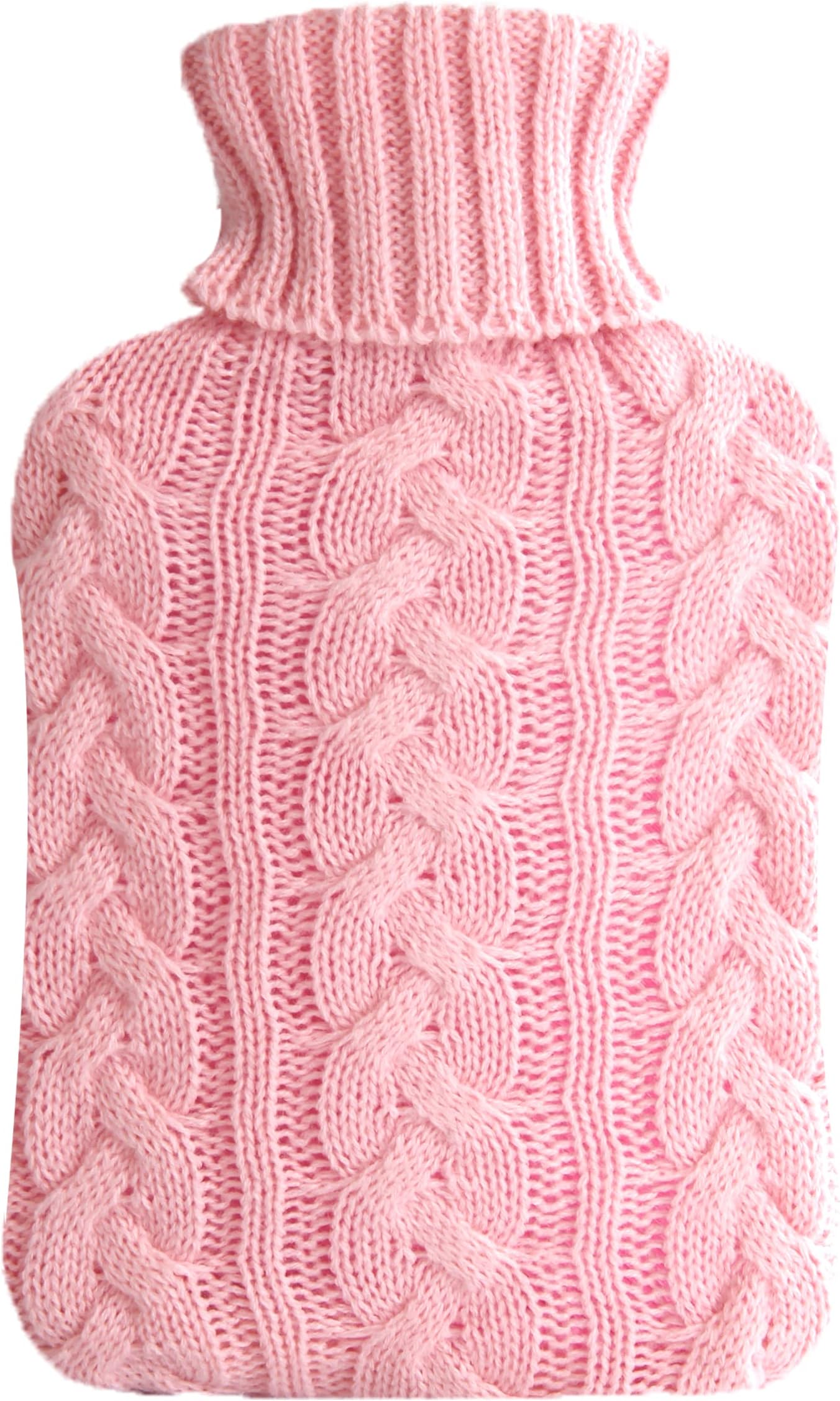 samply Hot Water Bottle with Knitted Cover, 1L Hot Water Bag for Children,Hand Feet Warmer,Pink