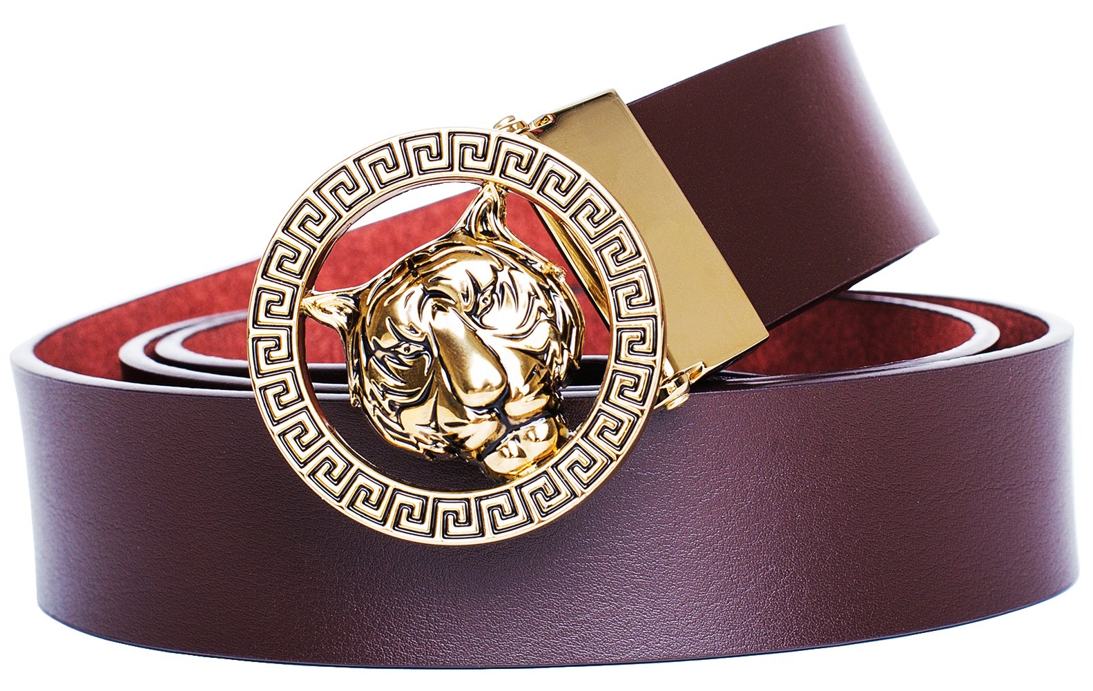35 mm Luxury Genuine Leather Mens Belt Gold Silver Tiger Buckle Classic Dress Casual Reversible Gift