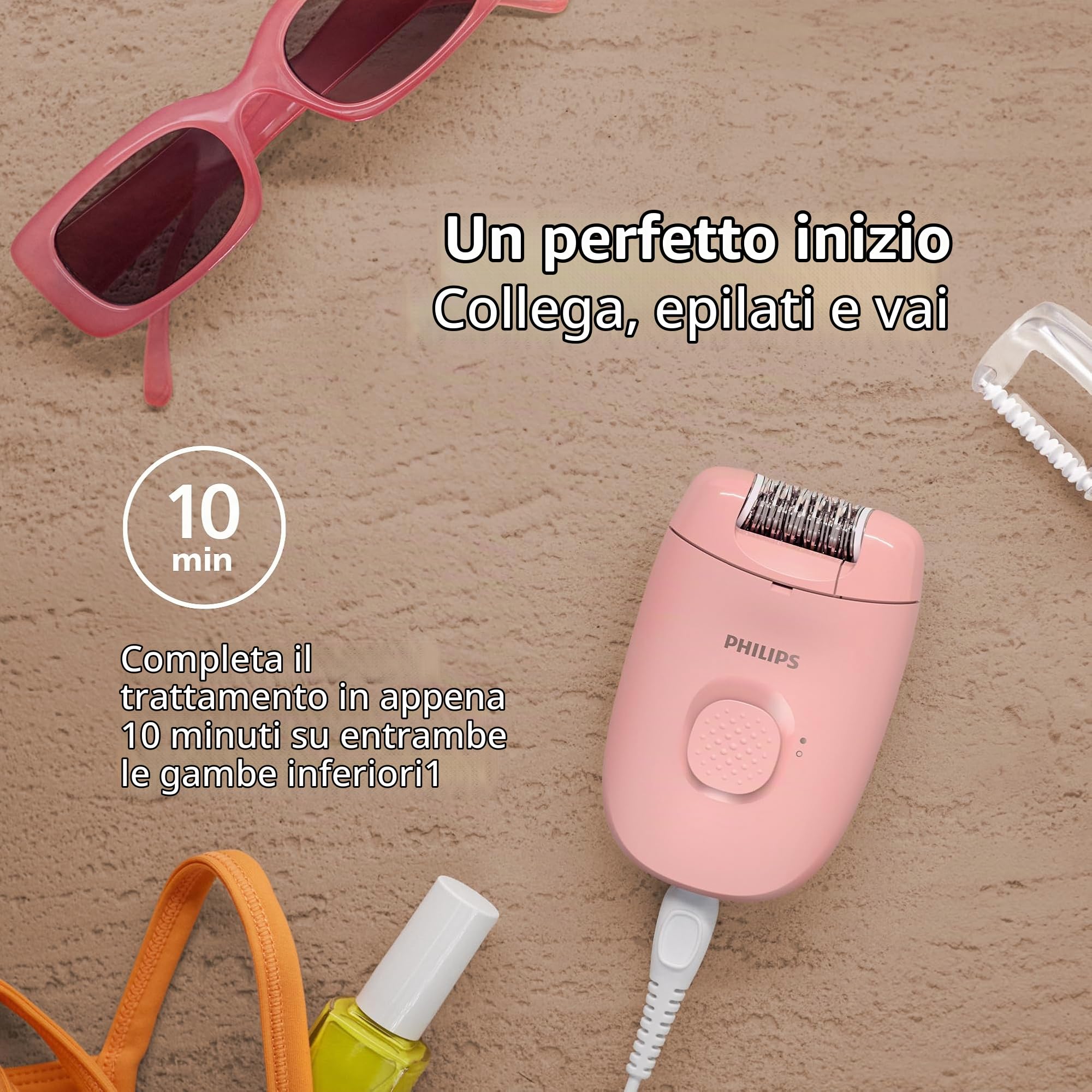 Philips Epilatore Serie 2000, epilatore con cavo per gambe e corpo, dispositivo di depilazione per donne, modello BRE227/00