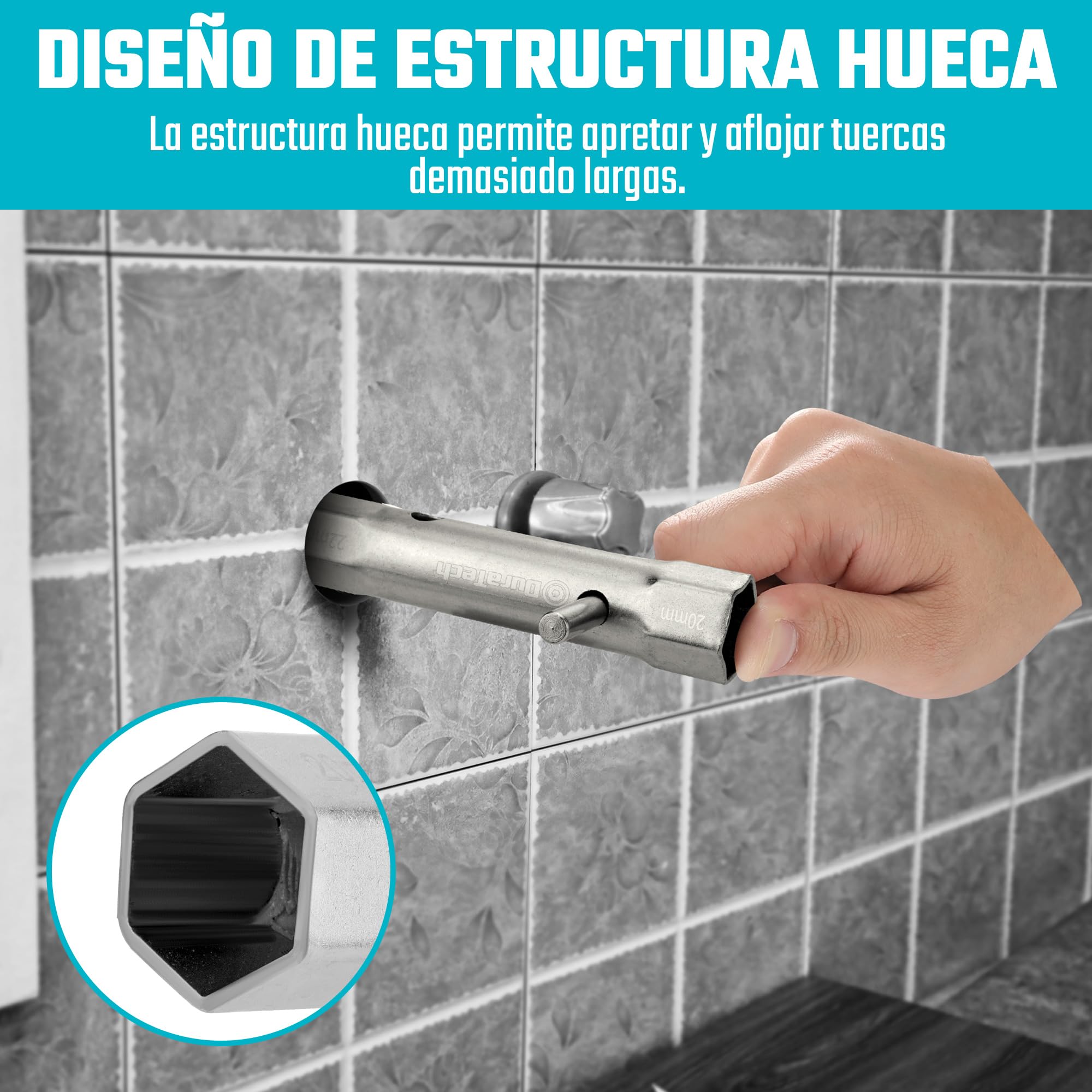 DURATECH Juego de 10 llaves de tubo con 2 barras de palanca, métrico, 6-22 mm, juego de llaves para contratuercas para fontanería, instalaciones y reparaciones de vehículos