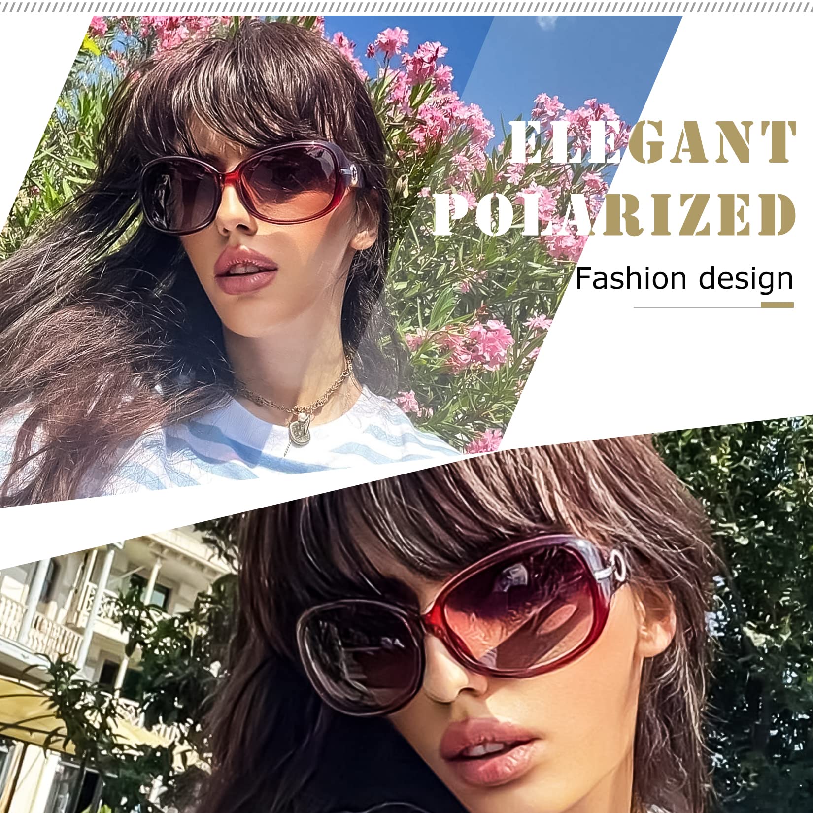 Joopin Occhiali da Sole da Donna Polarizzati Grandi Protezione UV400 Retrò Vintage Oversize Rettangolari Occhiali donna da Sole