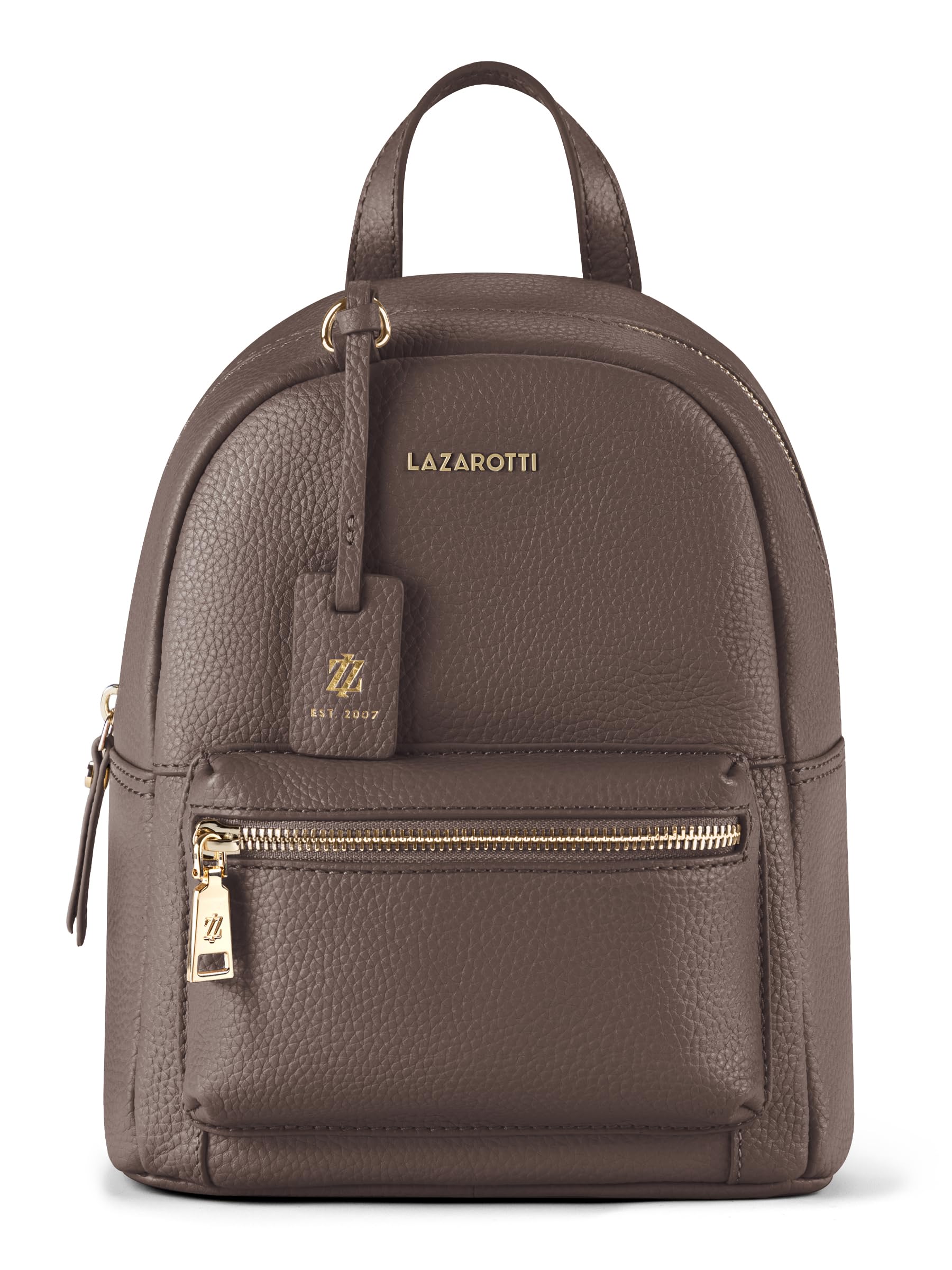 Lazarotti Bologna Damen City-Rucksack aus Echt-Leder | Tasche mit stufenlos verstellbaren Schulterriemen | Backpack 22 cm