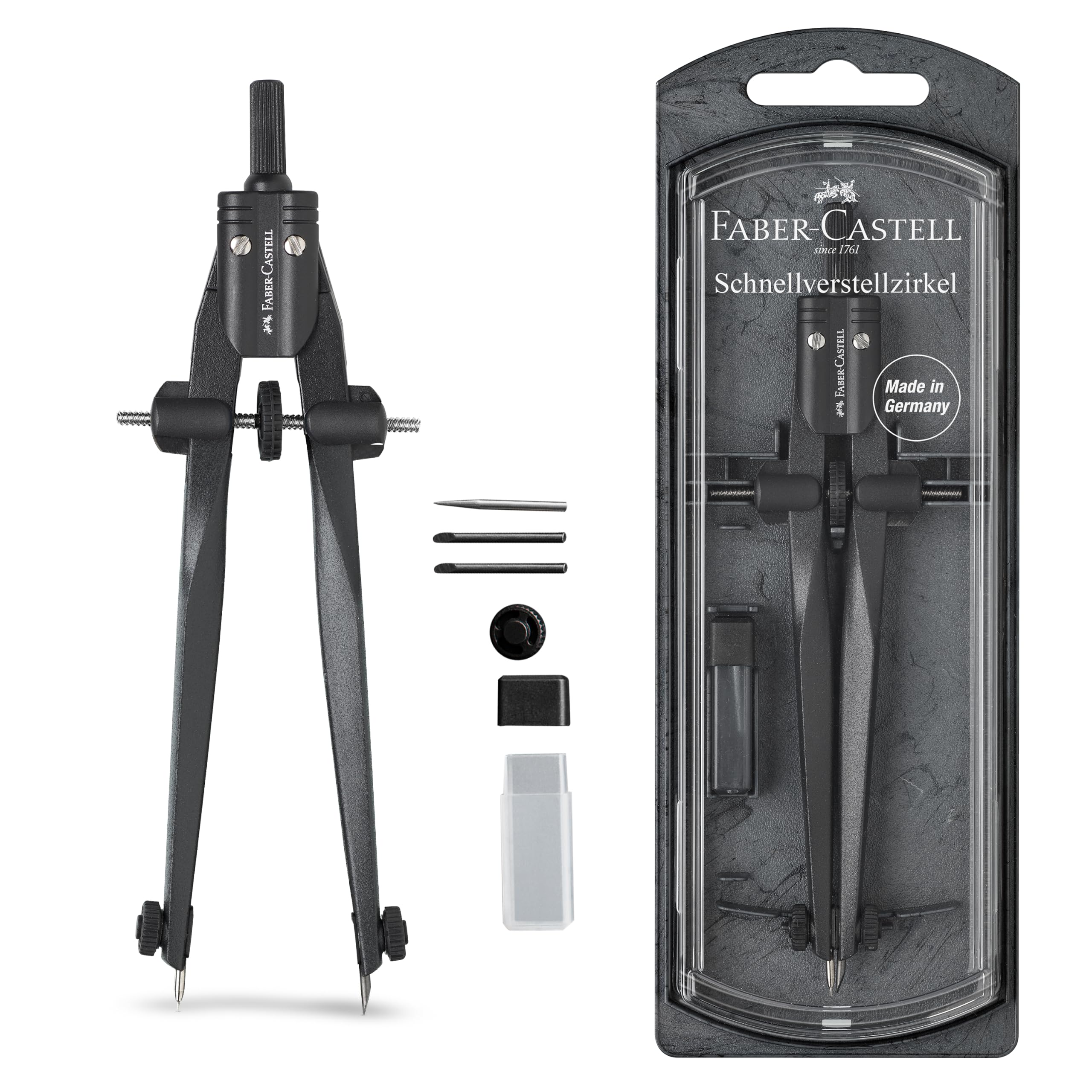 Faber-Castell Stream Quick-Set Compass - Black Stone, 174530