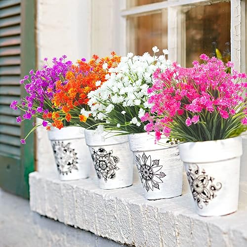 Miniatura 5 de 8 paquetes de flores artificiales de narcisos para exteriores (narciso rosa)