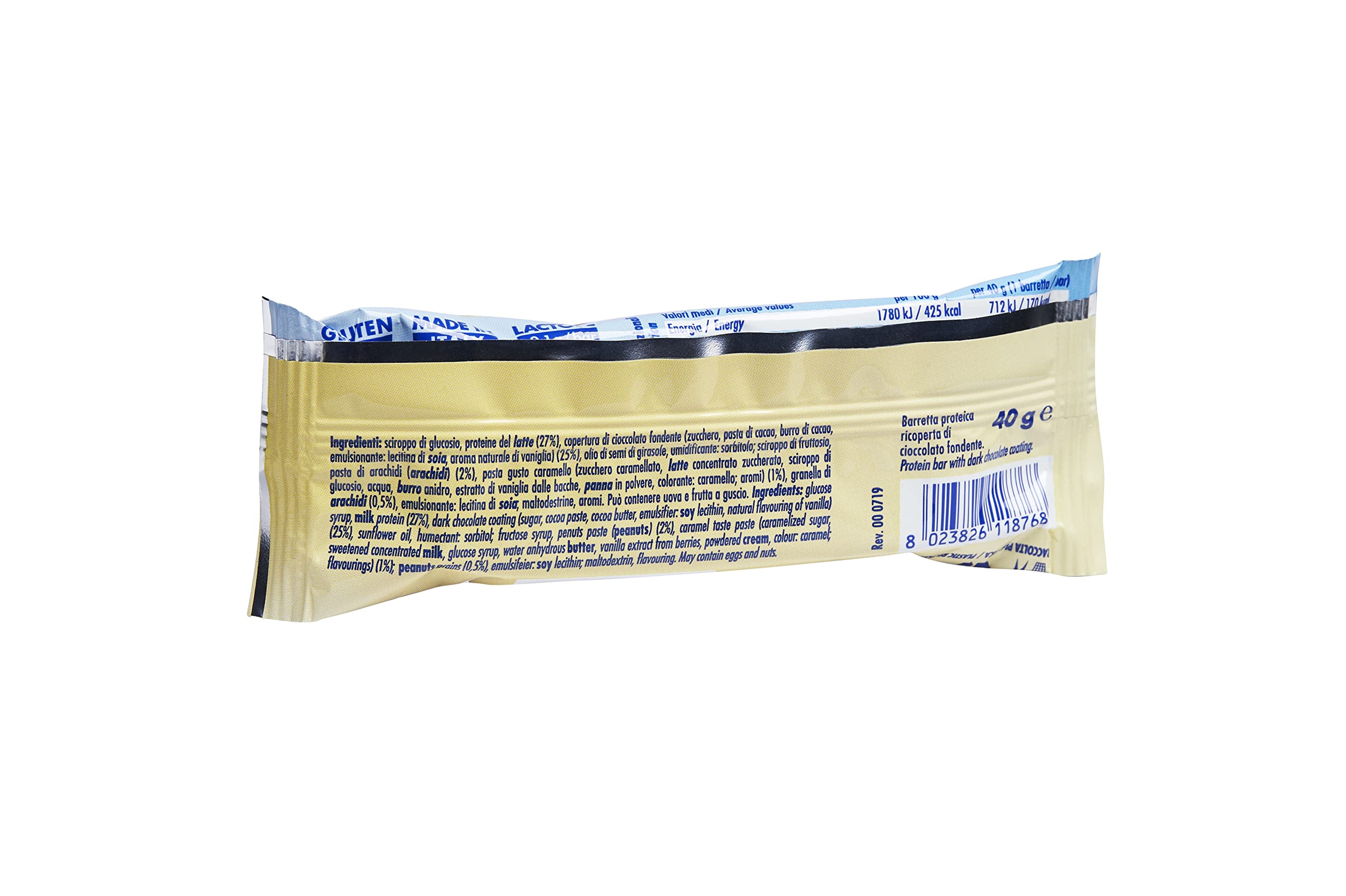 Tasty Bar - Barretta Proteica Bistrato al 25% - Ricoperta di Cioccolato Fondente - Formato BOX 24 x 40 g - Gusto Arachidi e Caramello