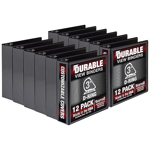 Vista 44 de Samsill Carpeta duradera de 3 anillos de 1 pulgada, fabricada en Estados Unidos, carpeta de anillos en D, cubierta transparente personalizable