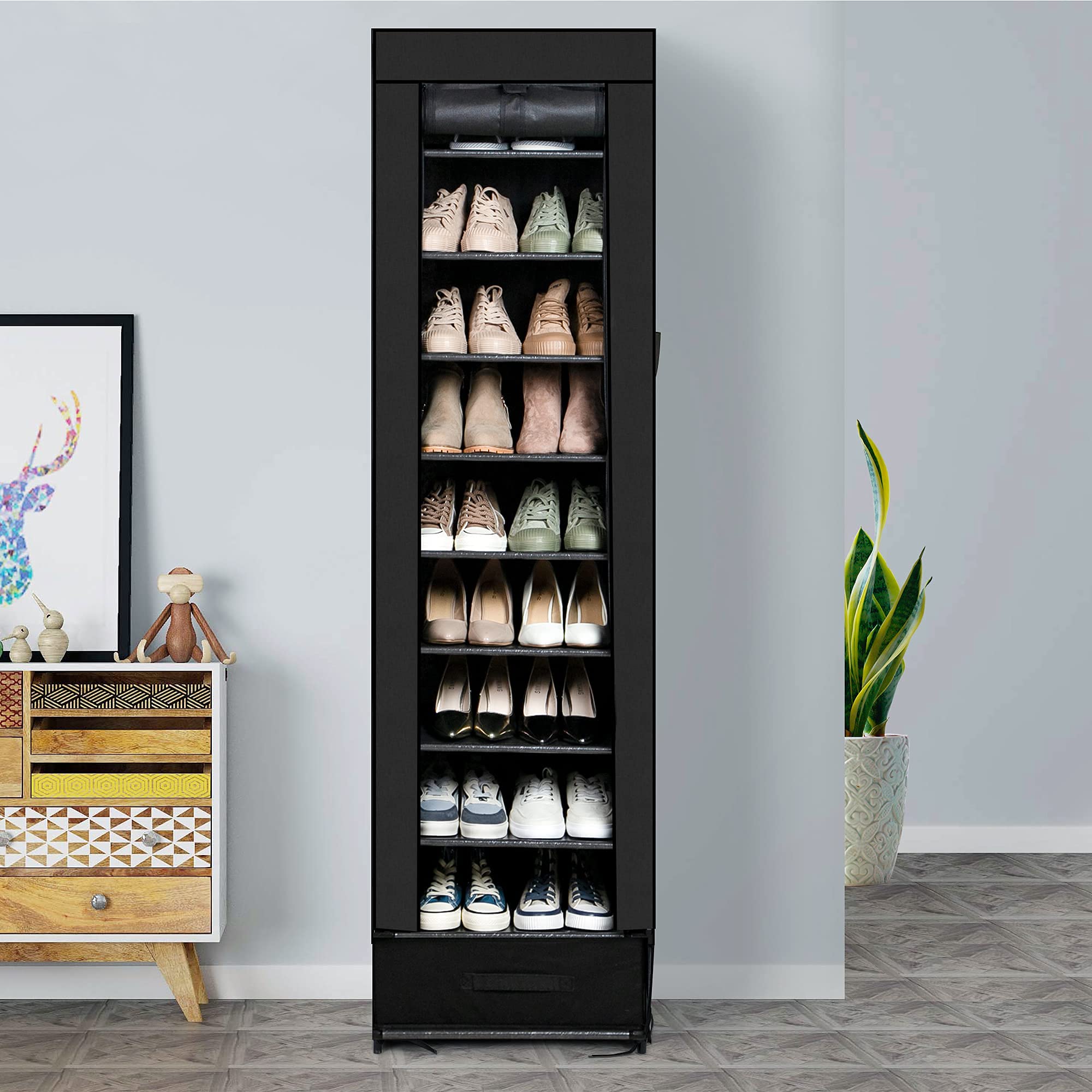 Shoes Rack,10 Tier Tall Shoe Rack Narrow Shoe Rack with Storage Box