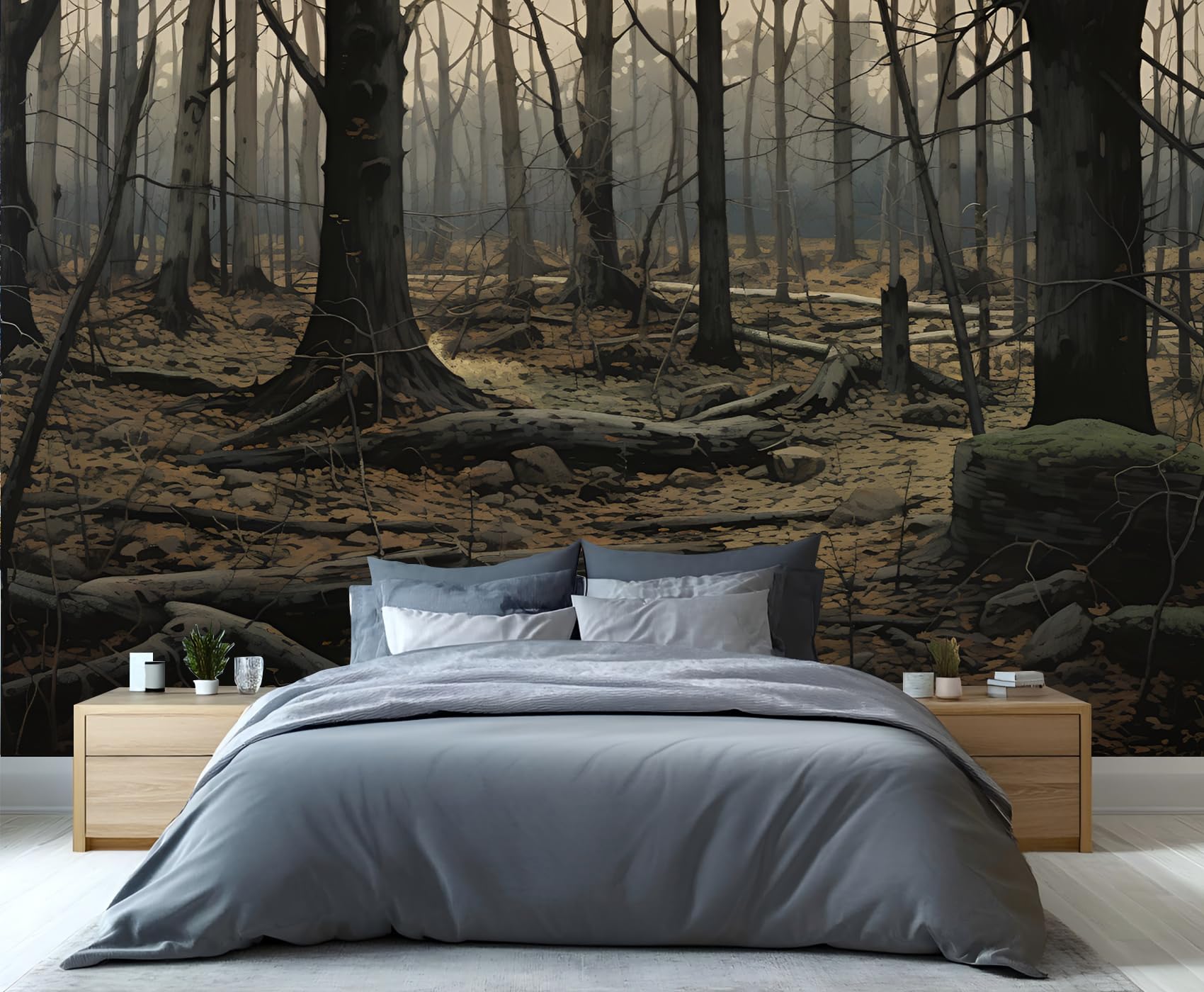 YXQAIED Dead Tree Forest Wallpaper, Autumn Trees Photo Wallpaper Natural Landscape Bedroom Kids Room Living Room Decoration Poster, 390x260cm