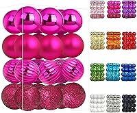 Vista 41 de Emopeak 24 bolas decorativas para árbol de Navidad, 4 estilos inastillables, decoración de árbol de Navidad, esferas colgantes para decoración