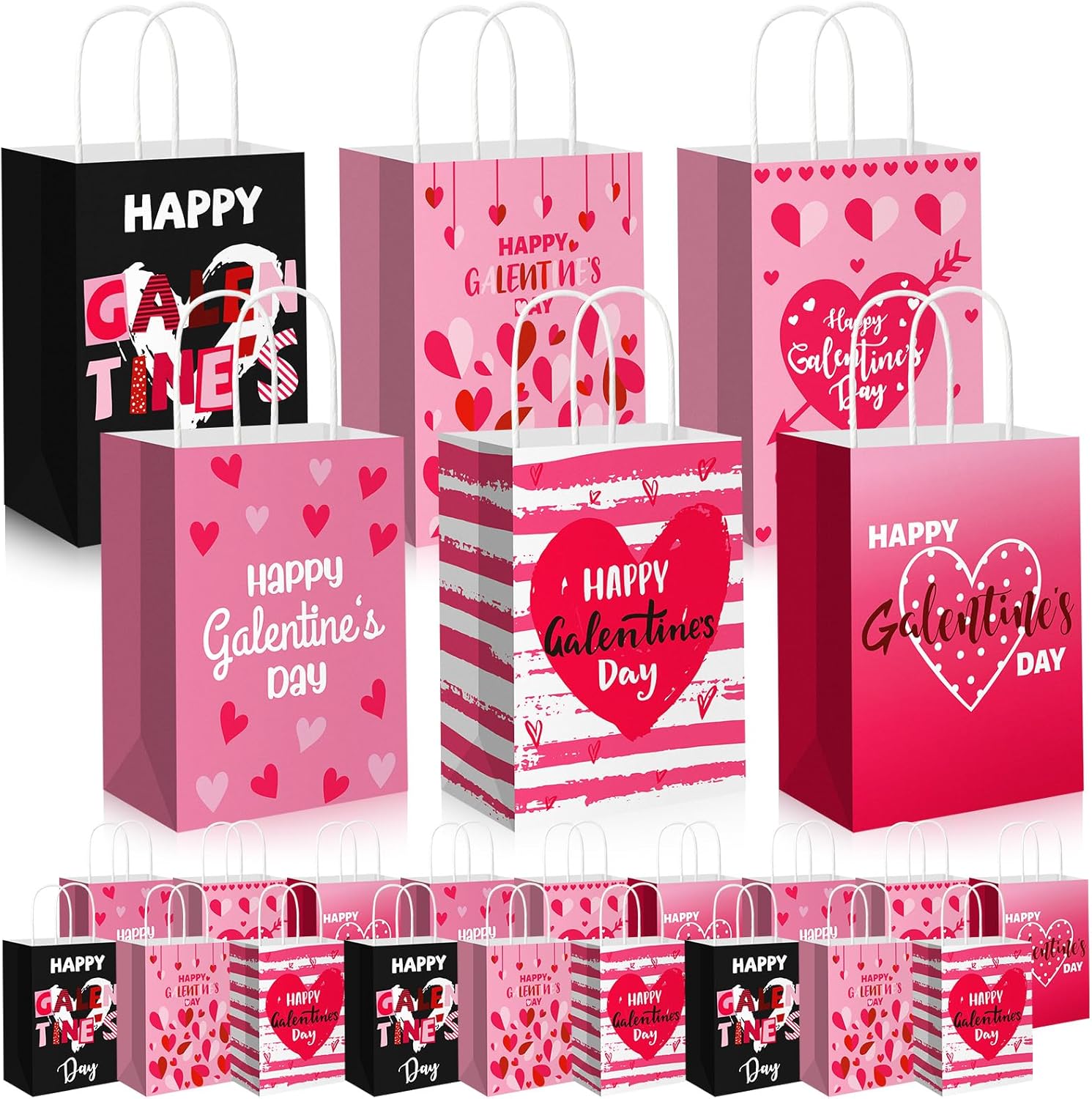 Skyygemm 30 Pcs Paper Gift Bags with Handle, Paper Wrapping Treat Bags for Exchange Gift Party Supplies 7.9 x 5.9 x 3.5 Inch(Father)