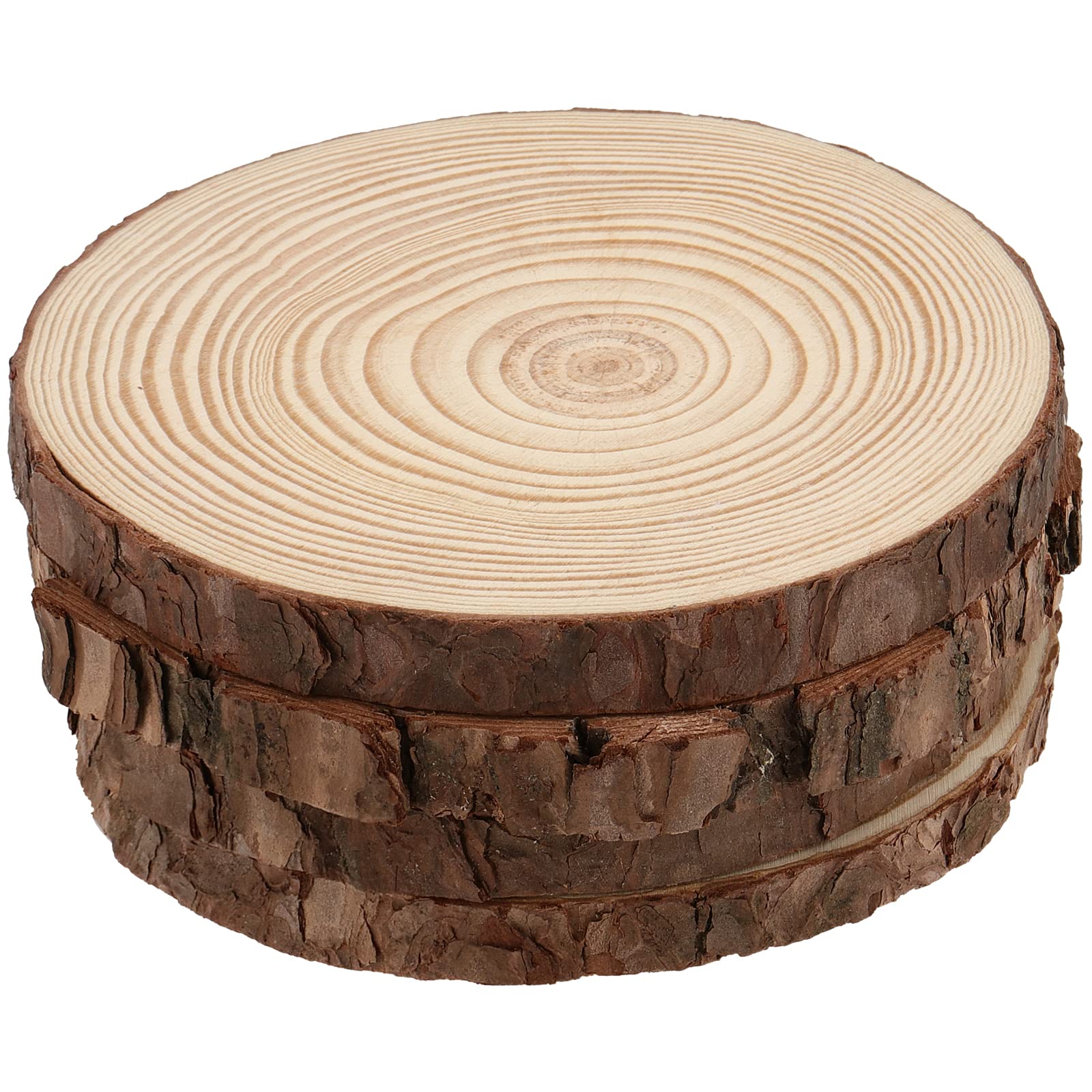 FUNSUEI 80 pezzi 9-10 cm fette di tronco, 1 cm di spessore, dischi di tronchi di legno, cerchi in legno non finiti per arte, artigianato fai da te, ornamenti di Natale, senza buco