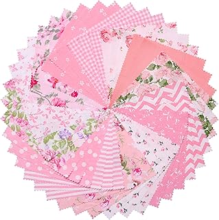 42Pcs 10" Layer Cakes, Pre-Cut 10x10 Fabric Quilt Squares Bundles for Sewing Patchwork, Quilting Supplies, Layer Cake Fabric for Quilting 10 inch - Pink