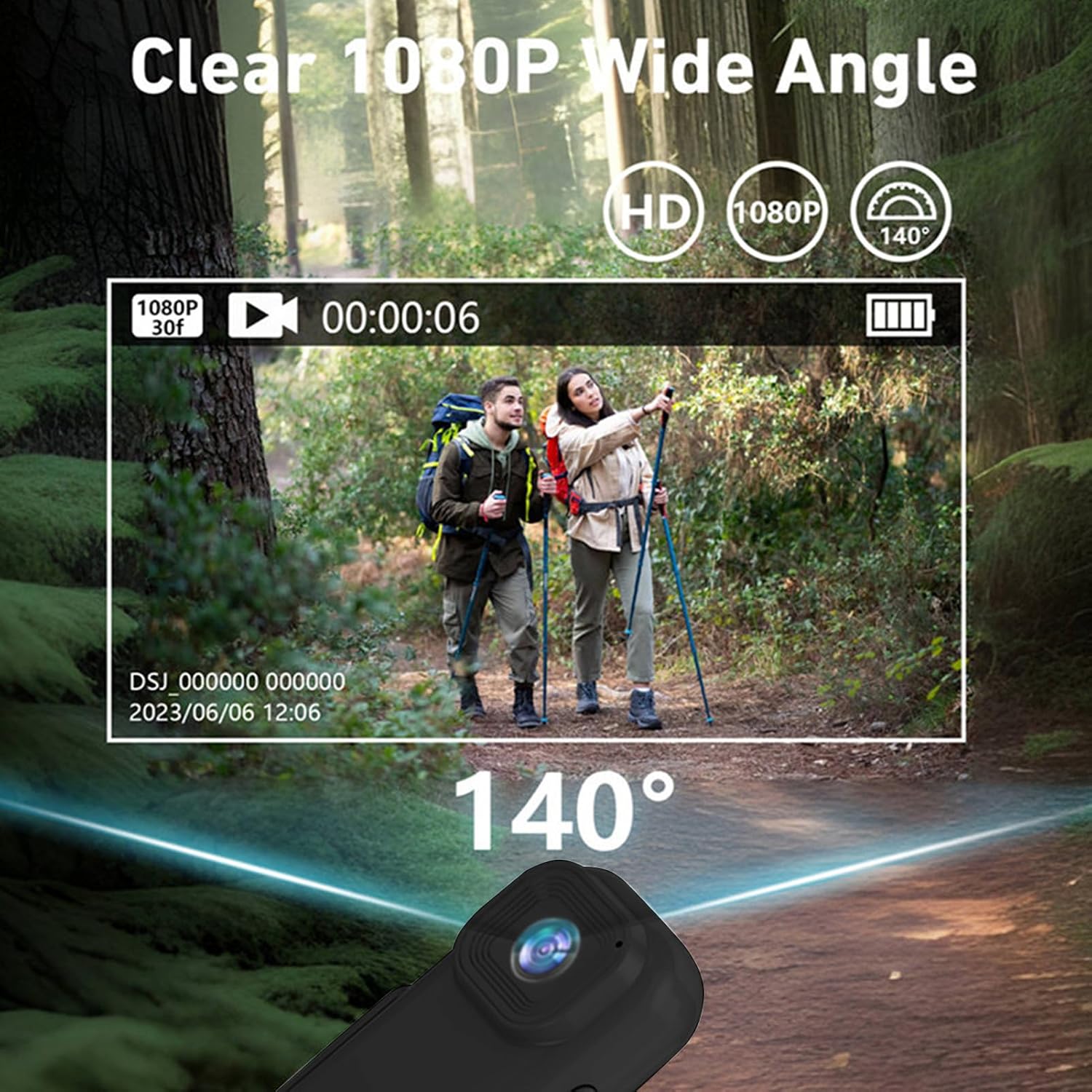 Andoer Mini WiFi Action Camera 1080P 30fps Digital Video Camera with 0.96in LCD Screen Built-in Rechrageable Battery Motion Detection with Magnetic Mount Back Clip Protective Cover
