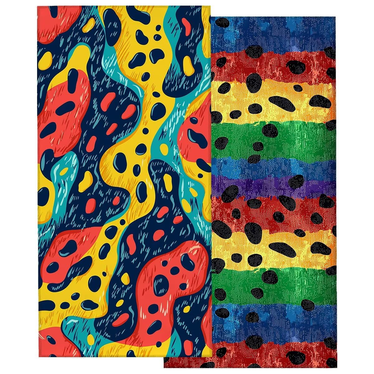 Serviette de Plage Serviette Microfibre, Drap de Bain 90x200cm 2PC, Séchage Rapide Grande Serviettes de Bain, Légères Anti Sable Drap de Plage Microfibre pour Natation, Cadeau (Imprimé léopard) -3907