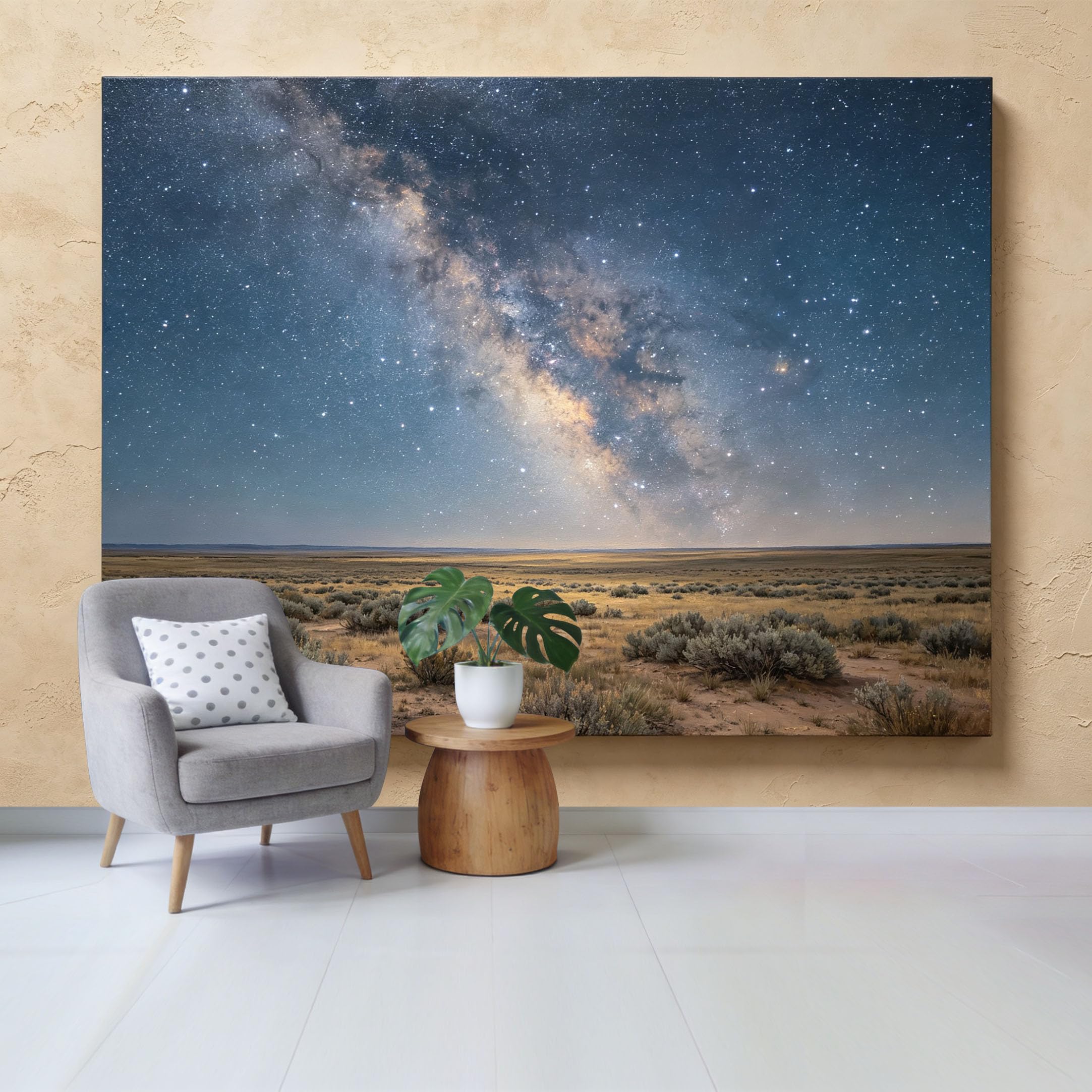 Qzlithotic Yq2605250782 Custom Size Wall Mural Milky Way Galaxy Night Sky Desert Landscape Starry Landscape Selfadhesive Wall Fabric Removable Wallpaper For Home Office Decor