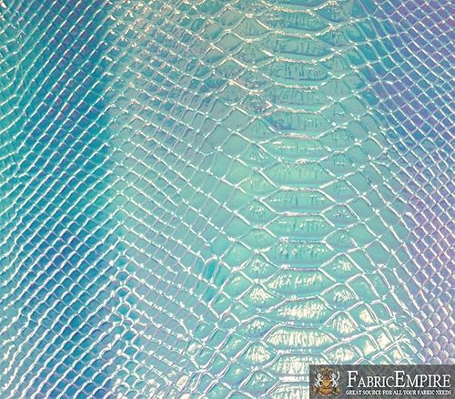 Miniatura 4 de Fabric Empire Tapicería de vinilo en relieve serpiente holográfica brillante tela azul claro 54 pulgadas de ancho vendido por The Yard