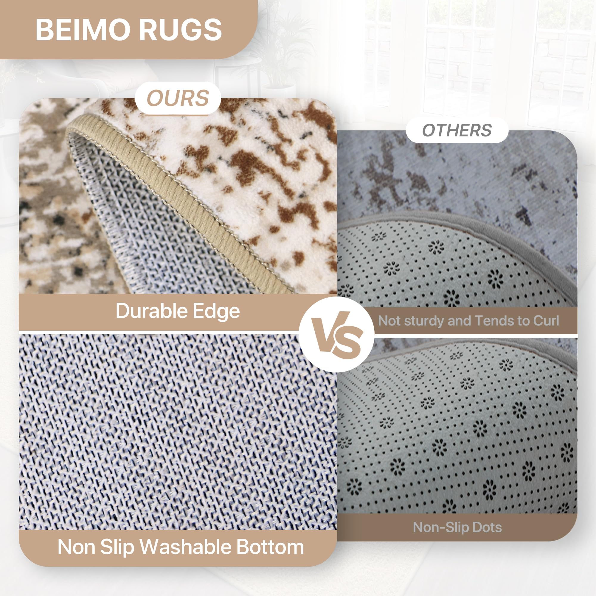 BEIMO Tappeto Salotto Pelo Corto, Moderno Tappeto Camera Da Letto, Tappeti Antiscivolo Lavabile, Tappeti Astratto per Cameretta, Soggiorno, Sala, Scendiletto, Tortora, 120x170cm