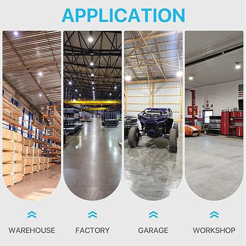 Miniatura 8 de HYPERLITE Luces LED de alta bahía 150 W 21,000 lm (140 lmw) 5000 K CRI80 1-10 V regulable UL listado gancho colgante seguro cable de 5 pies con