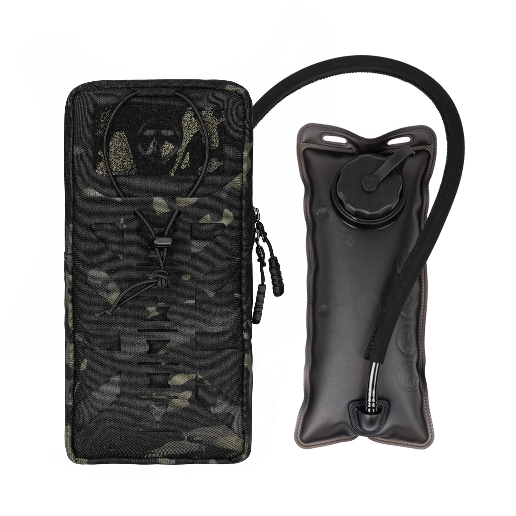 Mochila de hidratación táctica con burbuja interior para bolsa de agua de 1 l, corte láser, MOLLE Hydration Pouch para senderismo, ciclismo, correr y escalar, nailon 500D