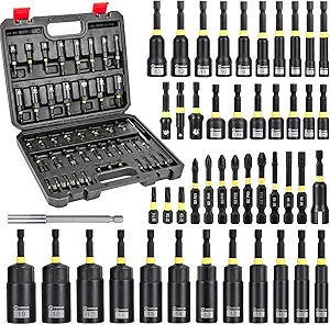 VIGRUE 46PCS Nut Driver Set for Impact Drill, Magnetic and Deep Nut Drivers, Metric & SAE Nut Drivers, Wing Nut Driver, Bit Extension, 1/4 Quick Change and Phillips Torx Hex Screwdriver Bit