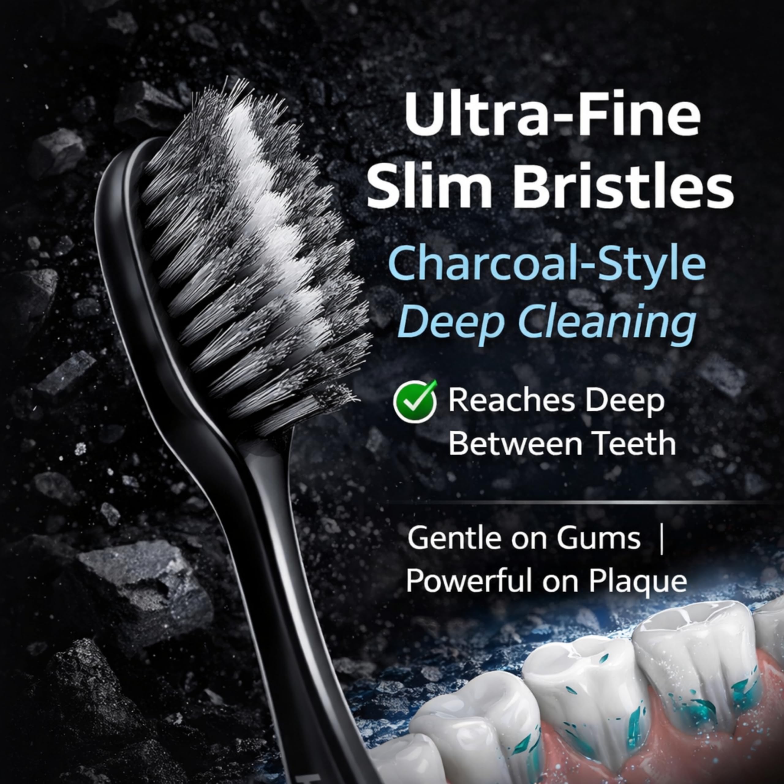 HARKOIZ Ultra Soft Toothbrush for Adults Pack of 2 Soft Bristle Manual Tooth Brush for Sensitive Gums Slim Head Deep Cleaning Black White 1