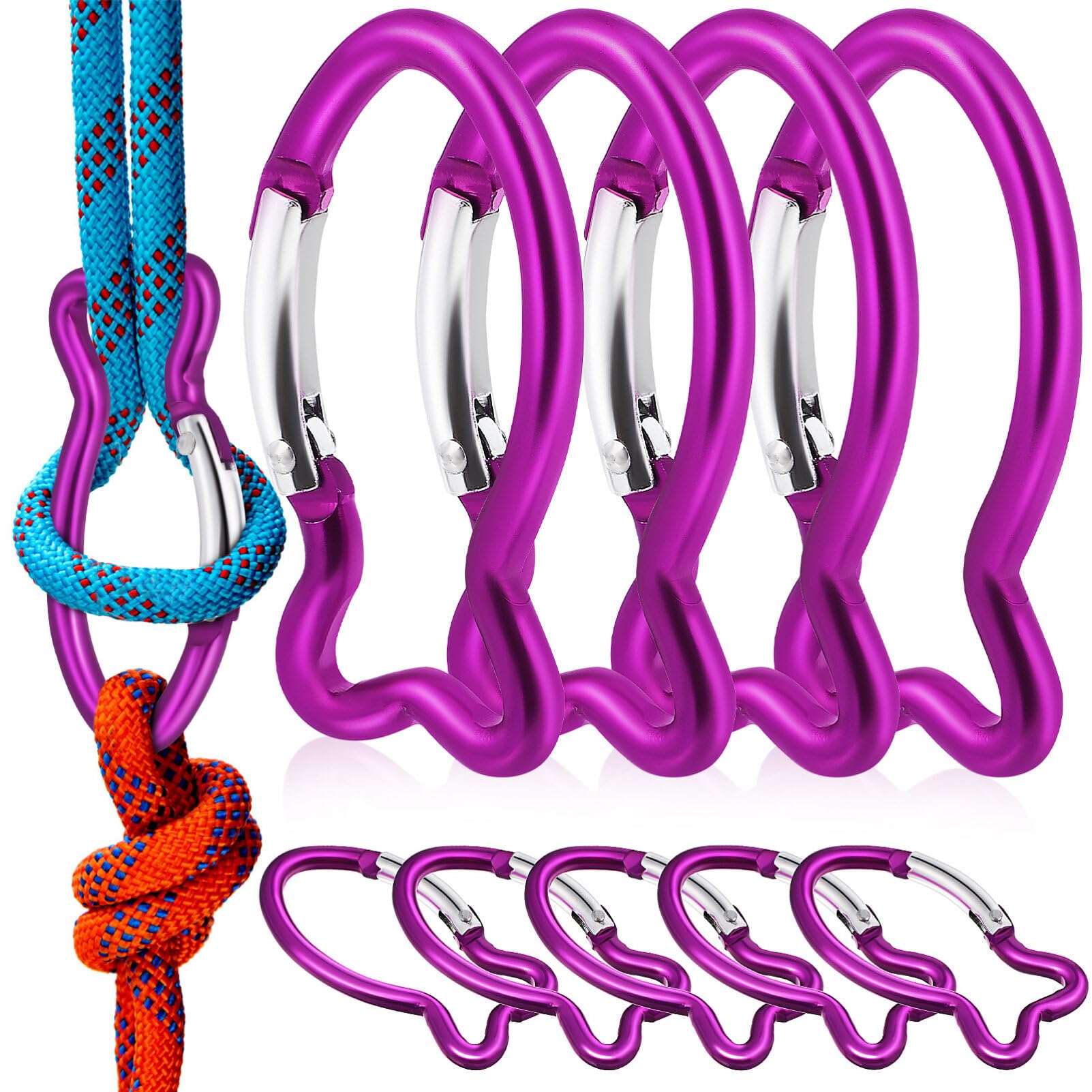 VANZACK Moschettone Accessorio Leggero Forma di Pesce in Alluminio 10 Pezzi Clip a Molla Robusta per Campeggio e Outdoor per Chiavi e Oggetti Essenziali