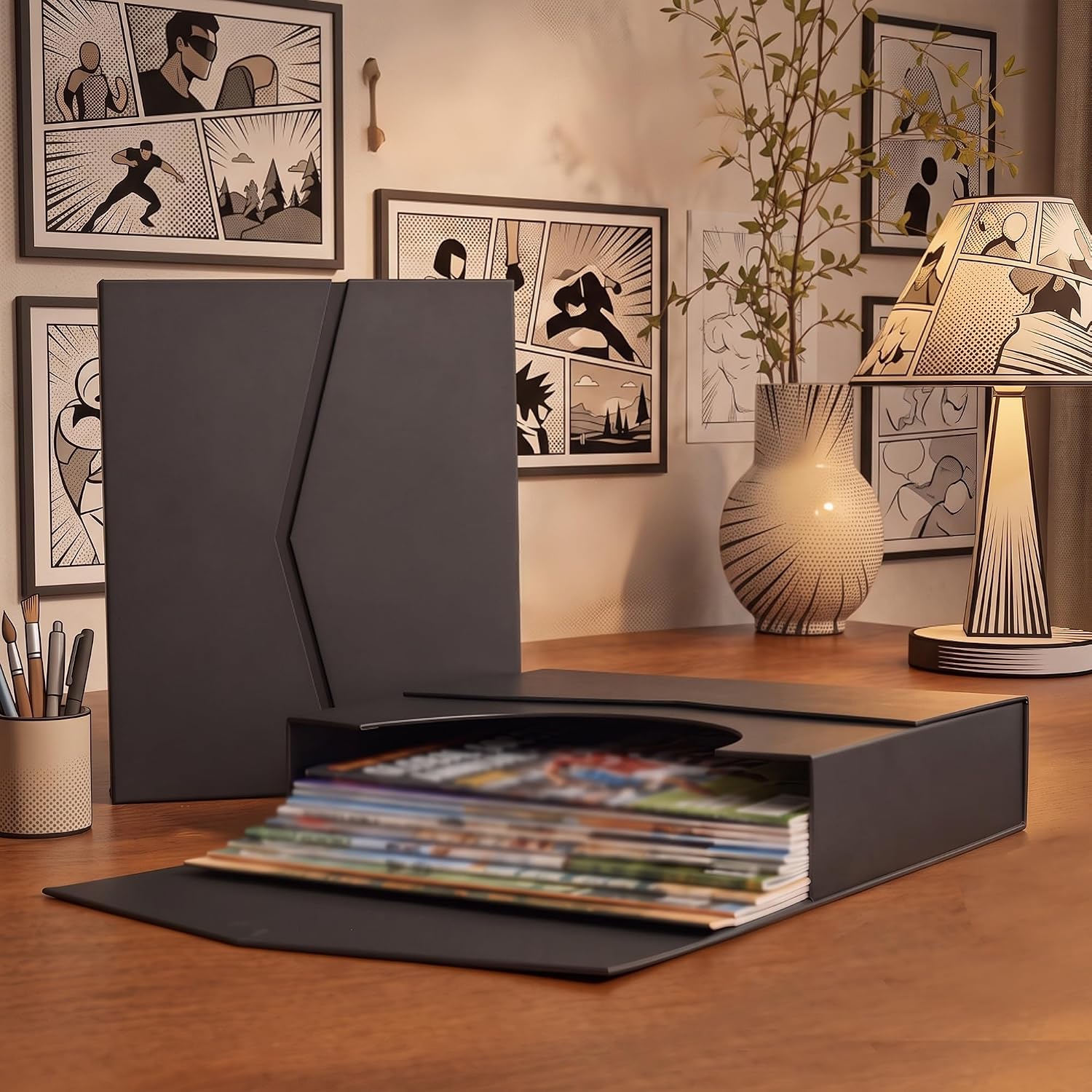 2 pack Magazine File Holder，Features a robust magnetic closure，Holds up to 30 Magazines，Magazine Storage Box Holder for Collectors and Storage Solution for Loose Magazines image 5