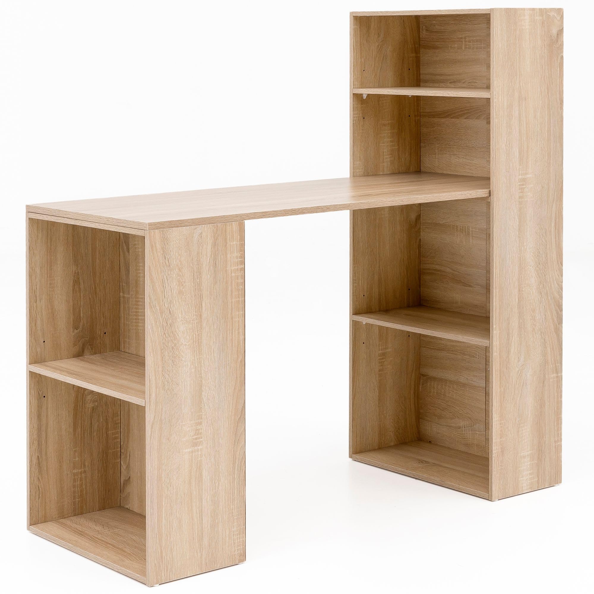 FineBuy Biurko z Regałem 120x53x120 cm Drewno, Biurko Komputerowe | zestaw biurkowy ze schowkami, PC stół ze schowkiem, biurko do gabinet i pokój młodzieżowy