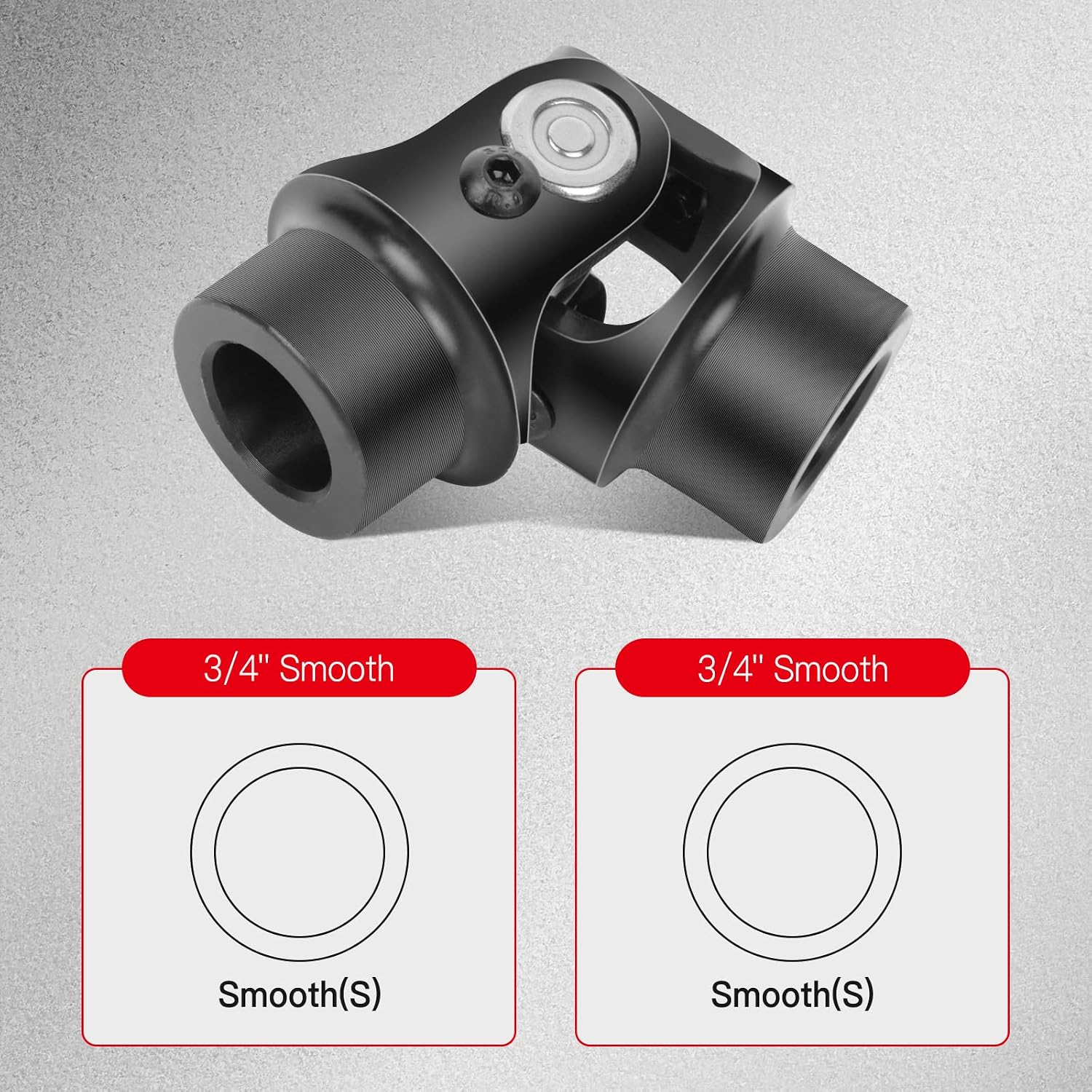 CCIYU 3/4" Smooth * 3/4" Smooth Round Black Steering Joints Single Universal U-Joint Shaft 83mm
