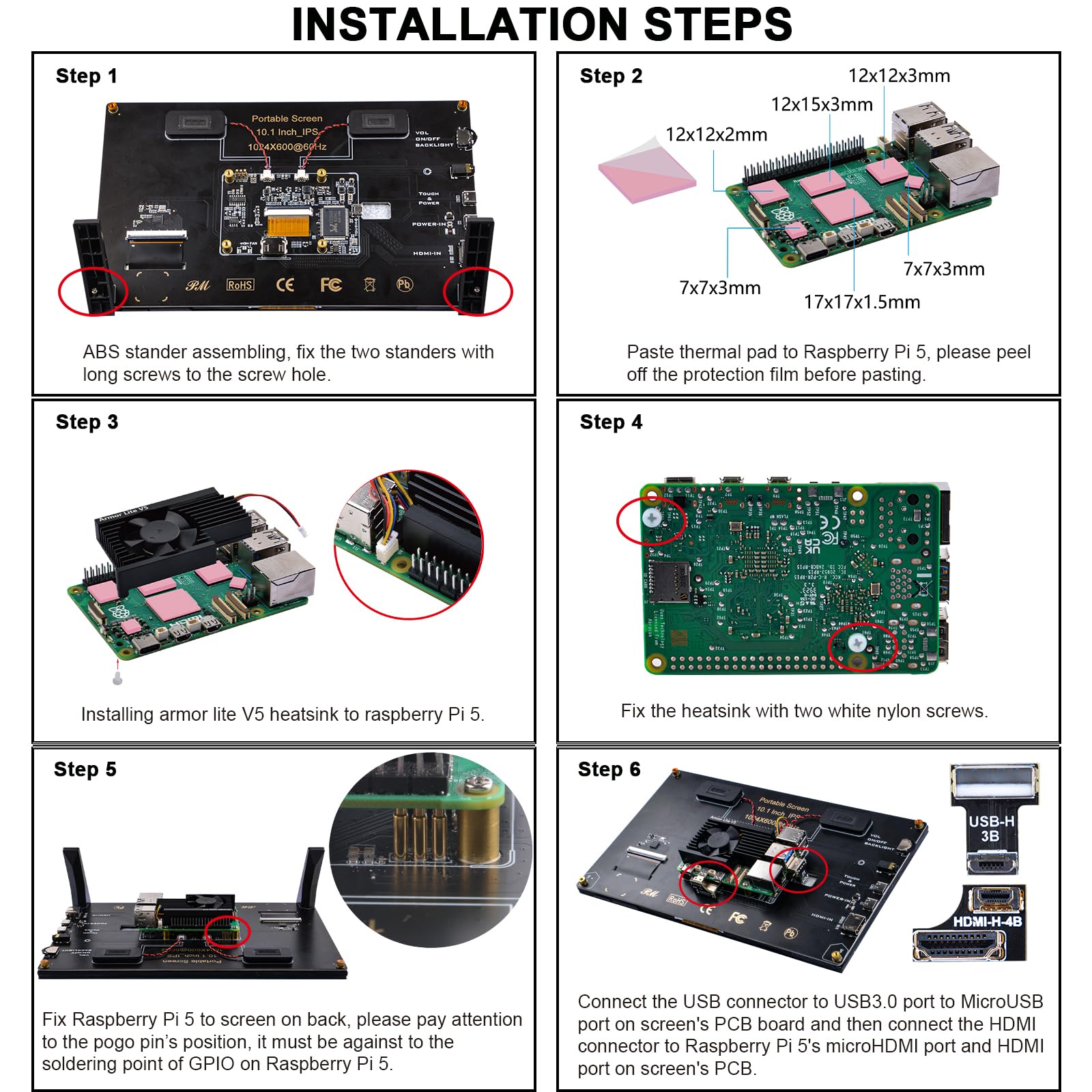 GeeekPi Touchscreen Capacitivo 10,1 Pollici per Raspberry Pi, Monitor HDMI IPS 1024 x 600 LCD con Altoparlanti Doppio per Pi 5/4B/3B+/3B
