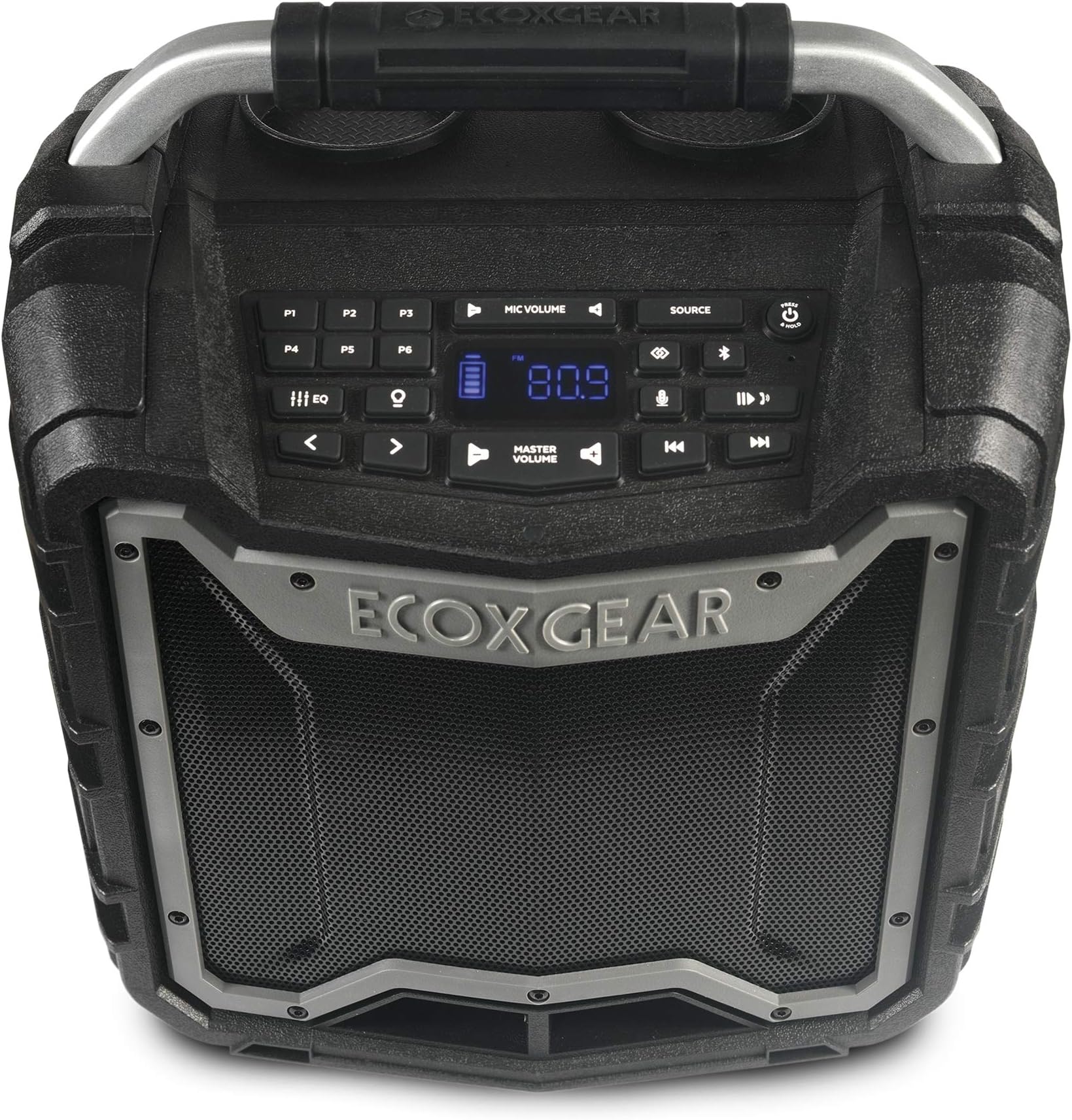 EcoTrek Rugged Waterproof Floating Portable Bluetooth Wireless 100 Watt Stereo Smart Speaker and PA System (Gray)