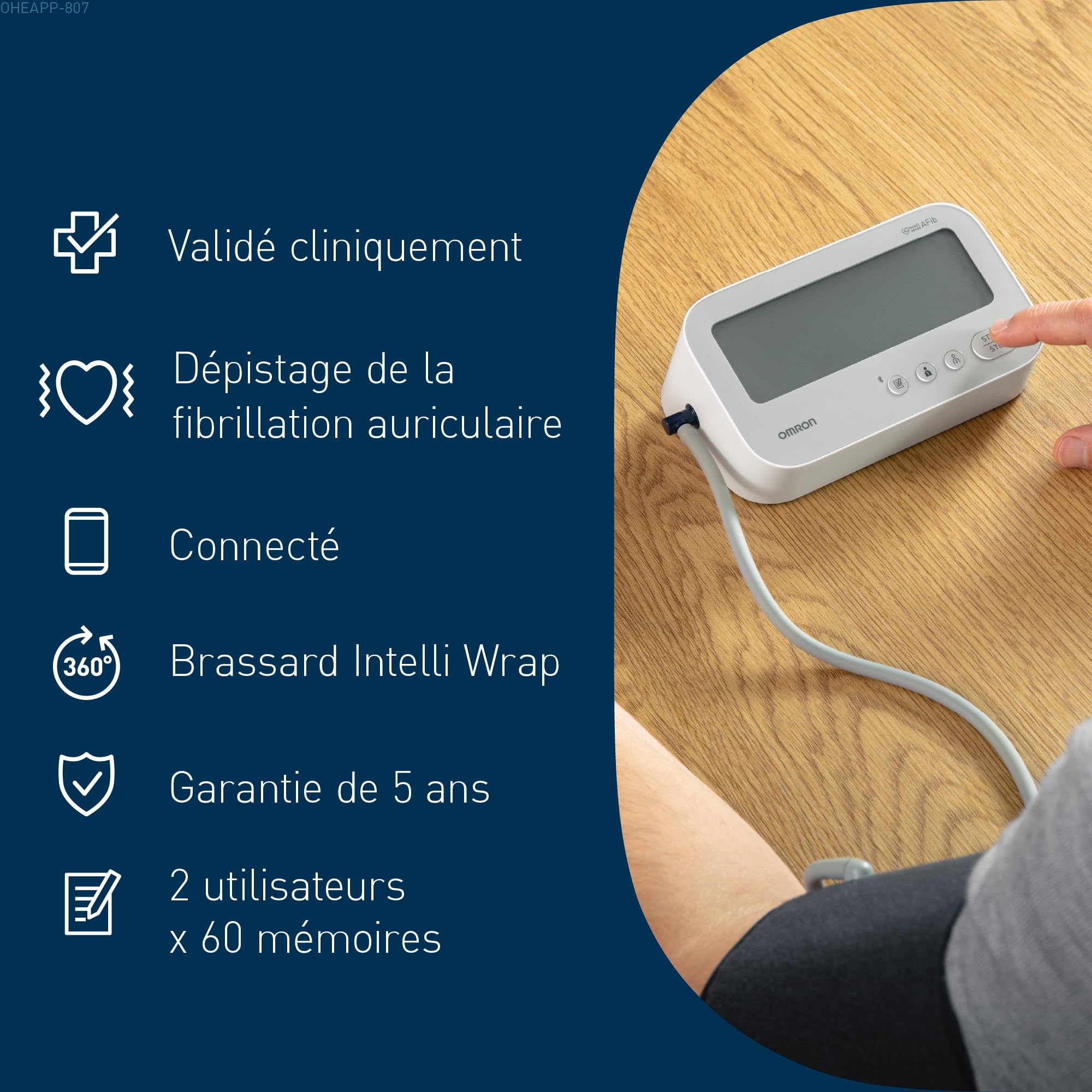 OMRON X4 Connect AFib appareil tension artérielle bras, connexion Bluetooth | Tensiomètre bras OMRON validé cliniquement – Détecteur AFib à chaque mesure – Mémoire 2 personnes