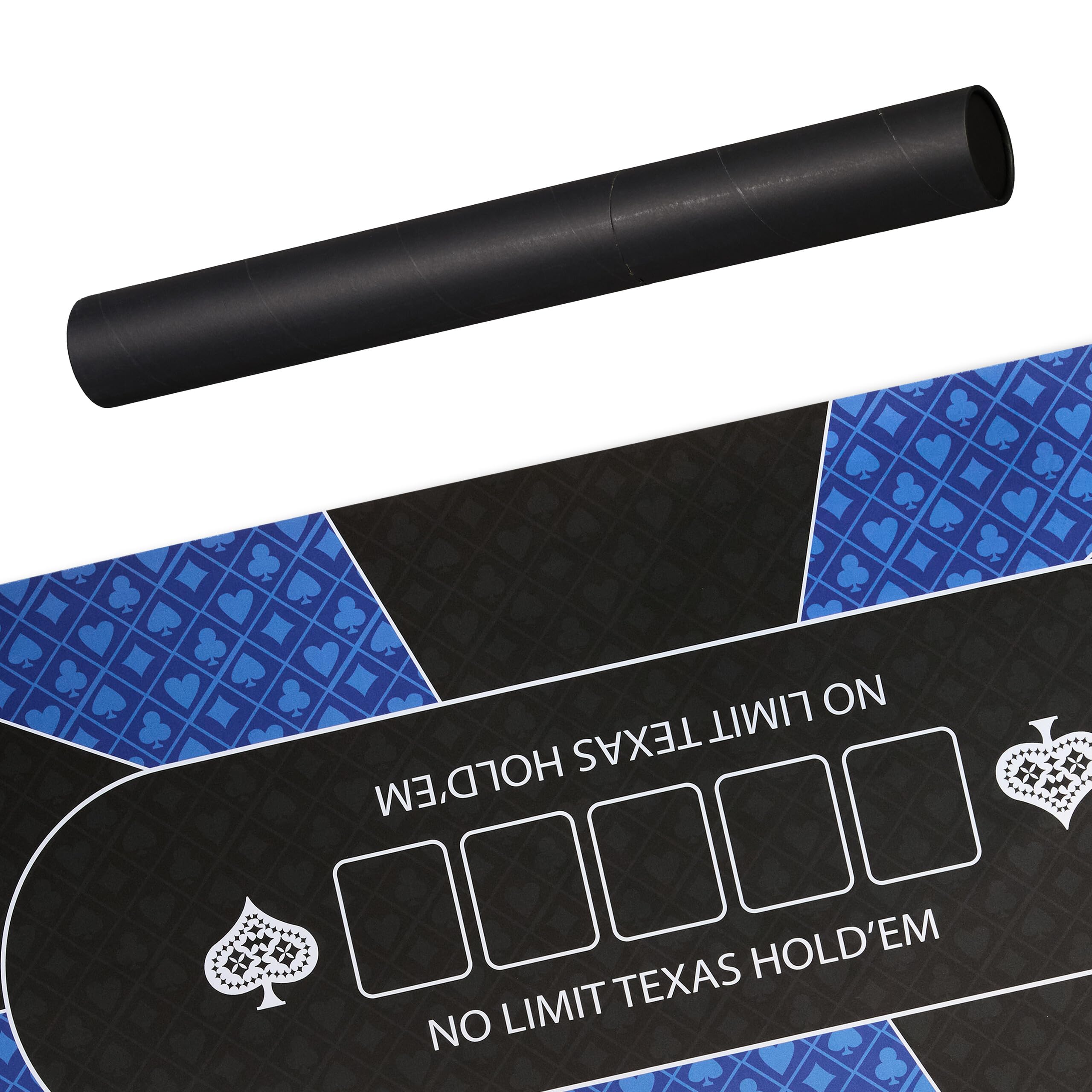 Relaxdays Texas Hold'em, mata do pokera, 120 x 60 cm, antypoślizgowa, wodoodporna, dywan do pokera z rękawami, 10 graczy, niebieski/czarny