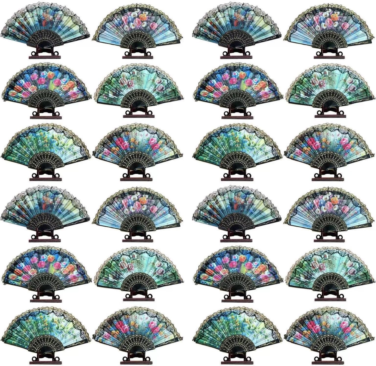 Amazon.com: ﻿24Pcs Spanish Folding Hand Fan Spanish Fan Hand Fans for ...
