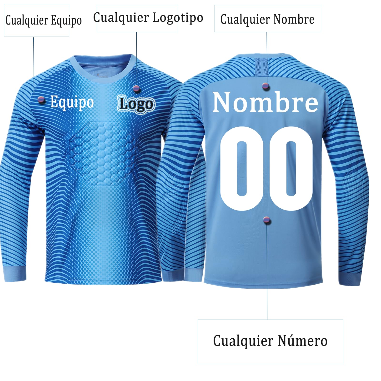 Camiseta de Portero Manga Larga Personalizable con Nombre y Número