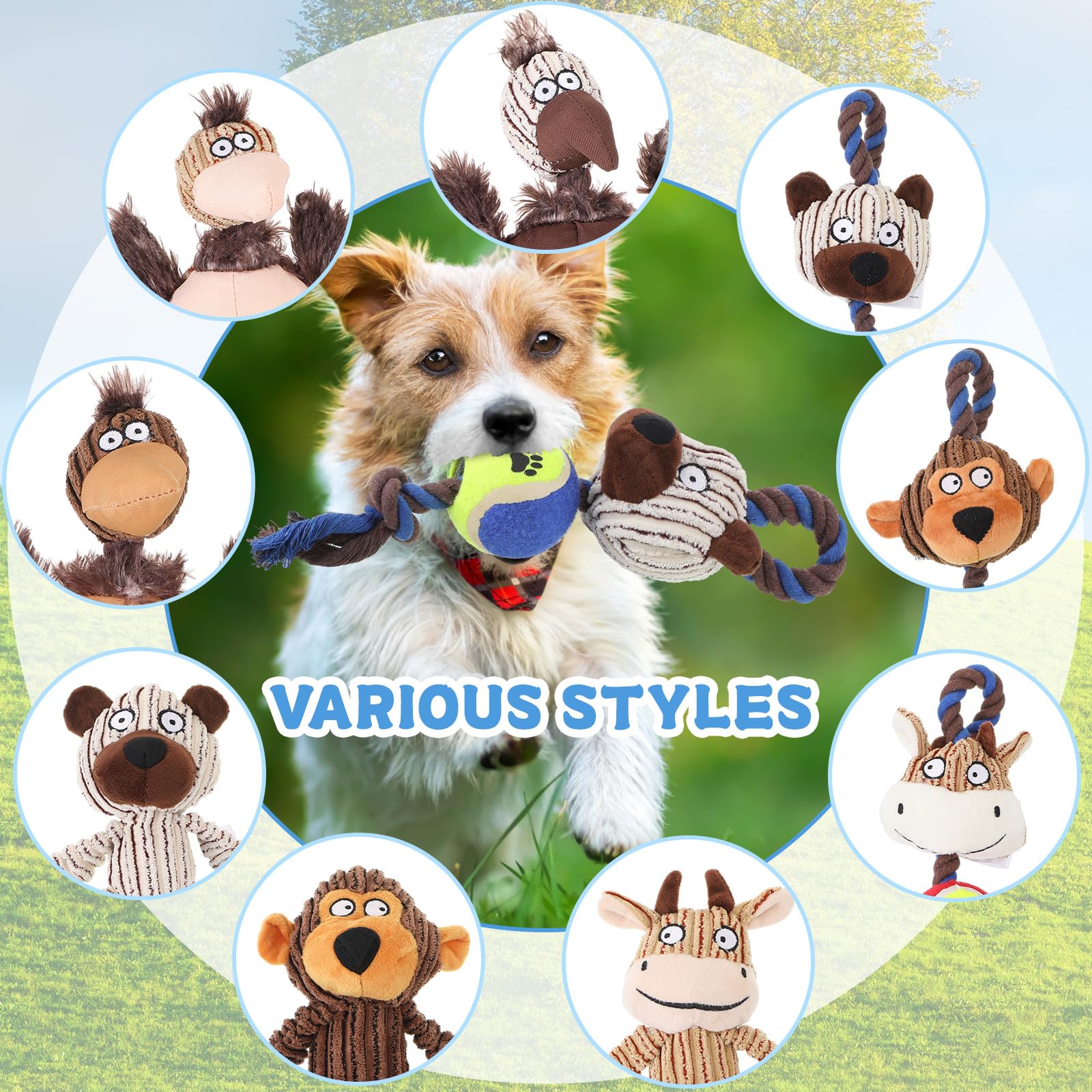 Honoson Quietschendes Plüsch-Hundespielzeug, langlebig, niedlich, weich, für Zahnen, Stofftiere, Kauspielzeug, quietschendes Plüsch für Welpen, kleine, mittelgroße Hunde (schönes Tier)