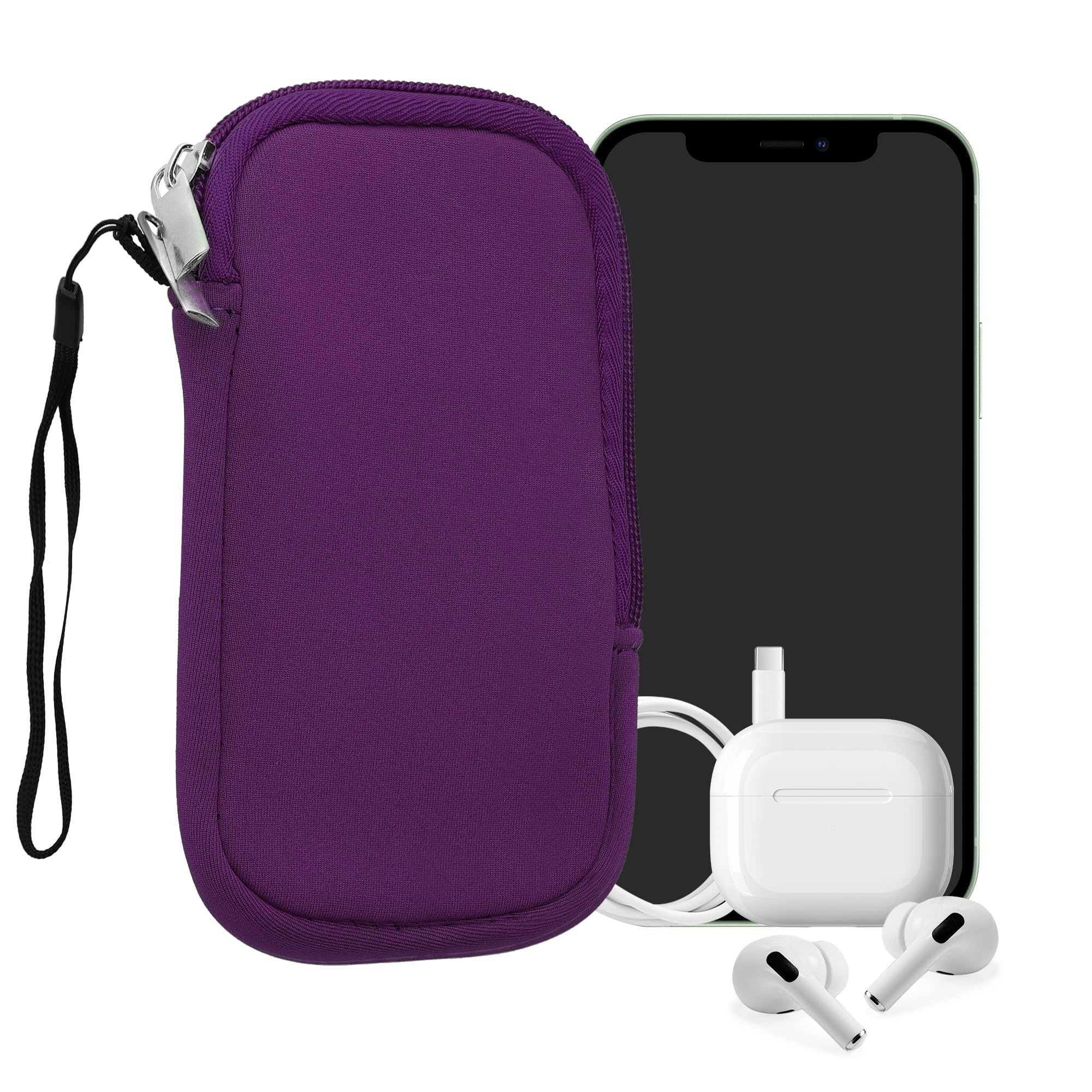 kwmobile Universal Phone Pouch Size L - 6.5" - Neoprene Smartphone Pouch with Zip - Water-Repellent Mobile Phone Case - Sleeve in Violet