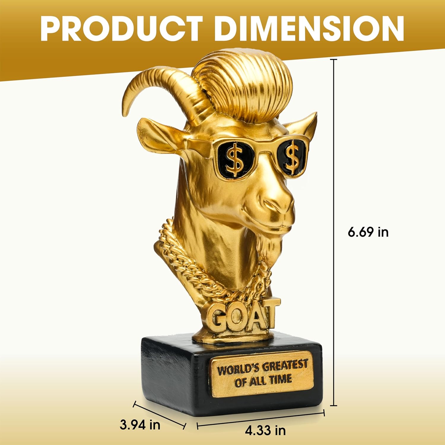 Goat Trophy Awards - Resin Fantasy Football Trophy - Football Trophy Awards and Trophies - Funny Greatest of All Time Trophy for Champion, Office MVP Gifts, Winner & Gag Gifts