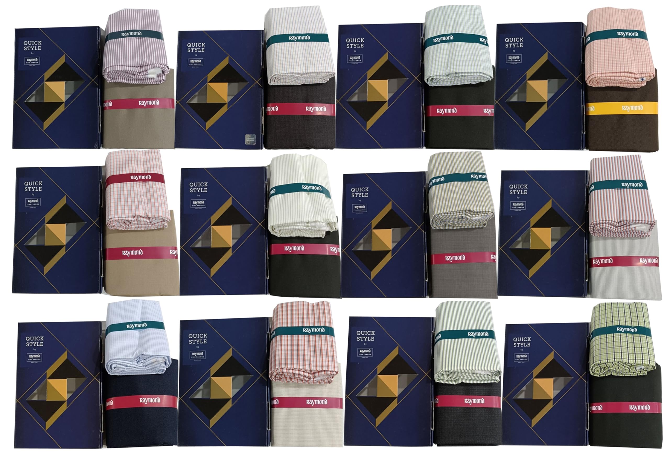 raymond fabrics Pack of 12 Premium Unstitched Shirt & Pant Fabric Set by Raymond | Assorted Designs & Colors | Formal & Casual Wear Material Combo for Men-picture-38