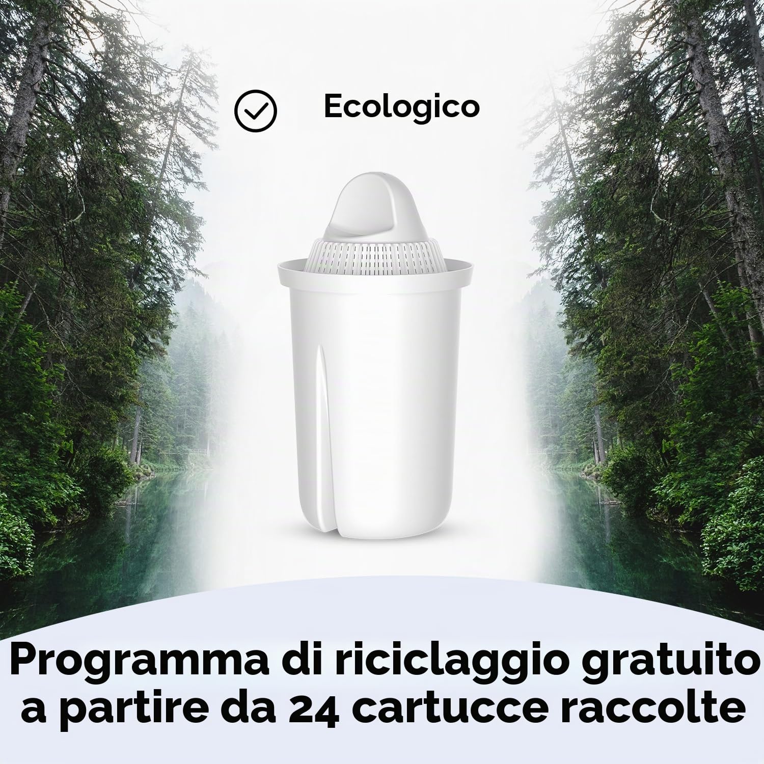 PearlCo, Caraffa filtrante in vetro, incluso un set di6 cartucce filtranti sufficienti per 6 mesi (compatibili con Brita classic) bianco