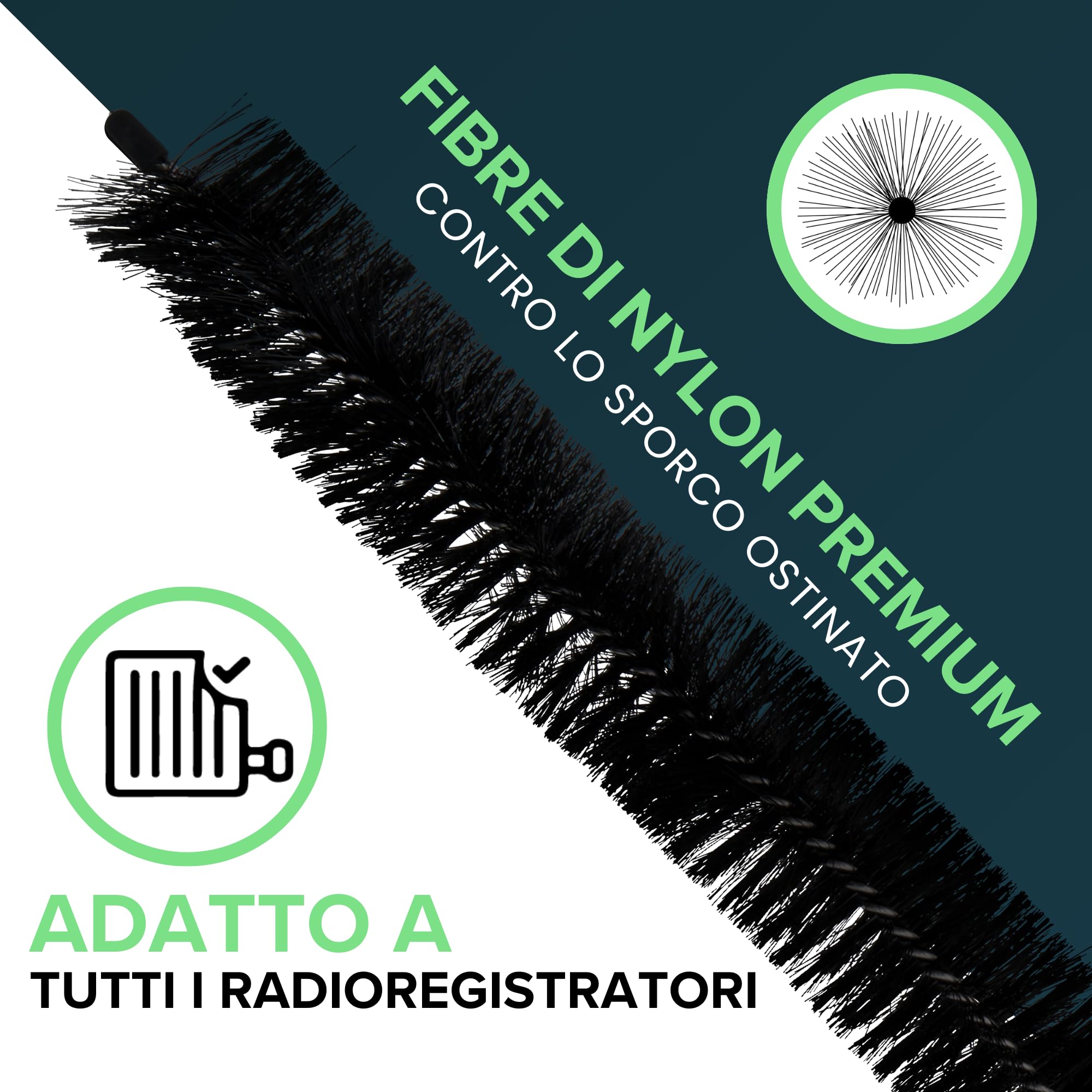 MEISTERSTARK Pulisci Termosifoni Flessibile Lungo 117cm I Spazzola per Pulire Termosifoni senza Graffi I Spazzola Pulizia Caloriferi con Setole di Nylon Flessibili I Per Tutti i Radiatori