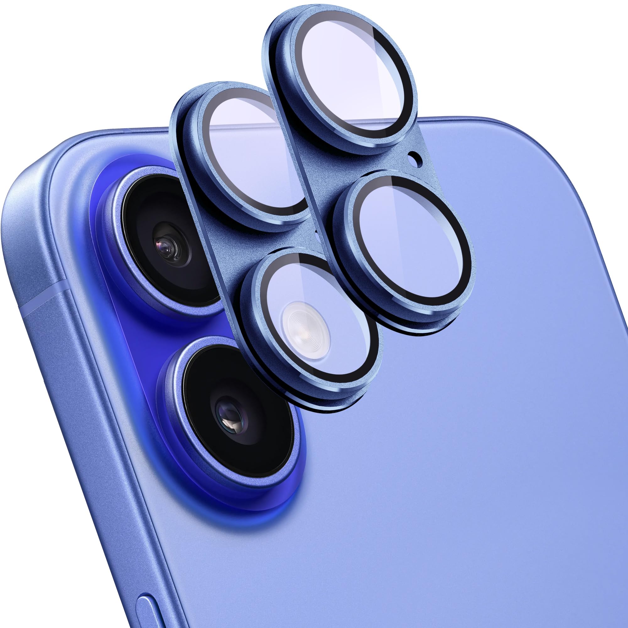 SHANG PIN JIA 2 Pack Camera Lens Protector for iPhone 16/16 Plus,[Not Easy to Breakn ] AR Tempered Glass Strong Adsorption Metal Camera Cover