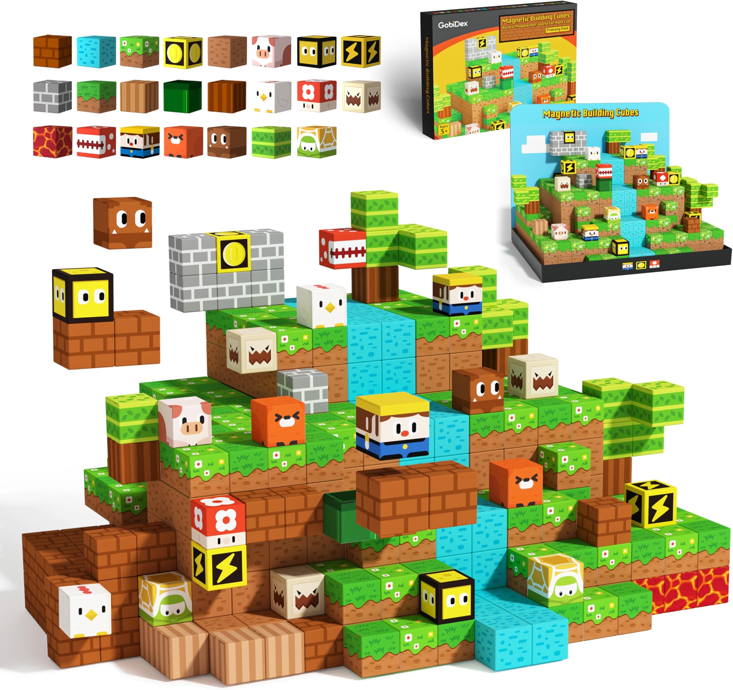 Magnetic Building Blocks Build Mine World Set, Safe and Creative Magnetic Toys, Learning Construction Toys for 3+ Years Old Kids, Girls & Boys & Toddlers Gifts