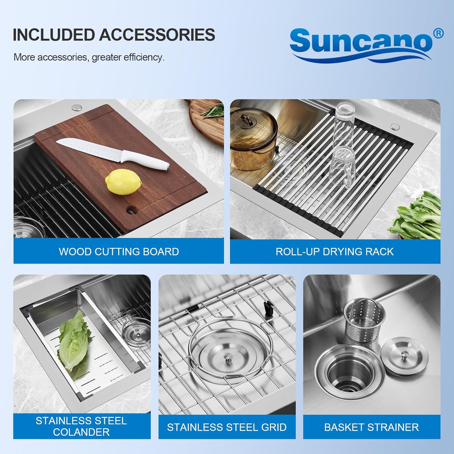 Undermount Kitchen Sink 32x19x10 Inch, Stainless Steel Large Single Bowl Workstation Sinks with 5 Accessories
