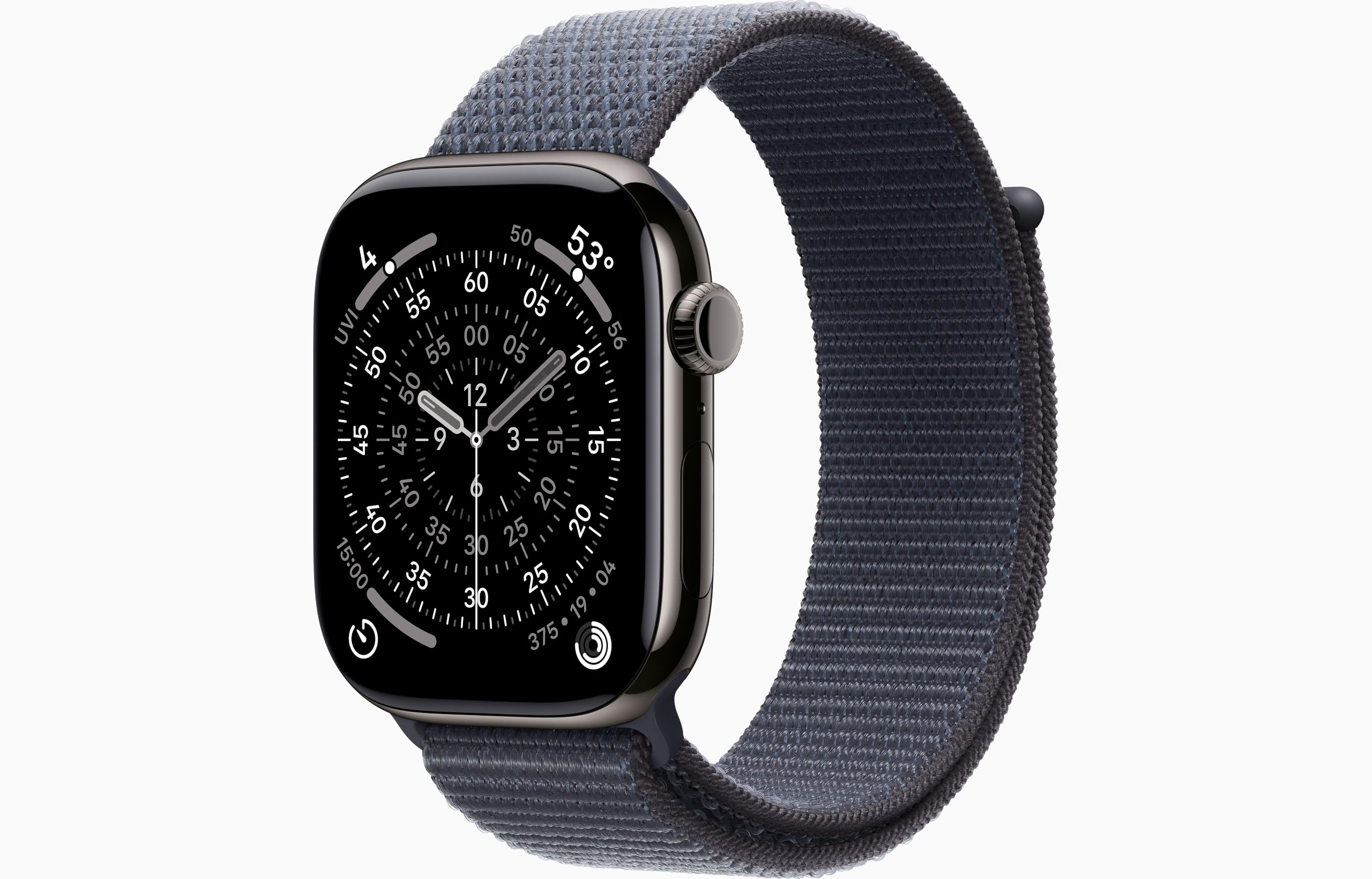 Apple Watch Series 11 [GPS + Cellular, 46mm] Slate Titanium Case with Anchor Blue Sport Loop Band, One Size (Renewed)